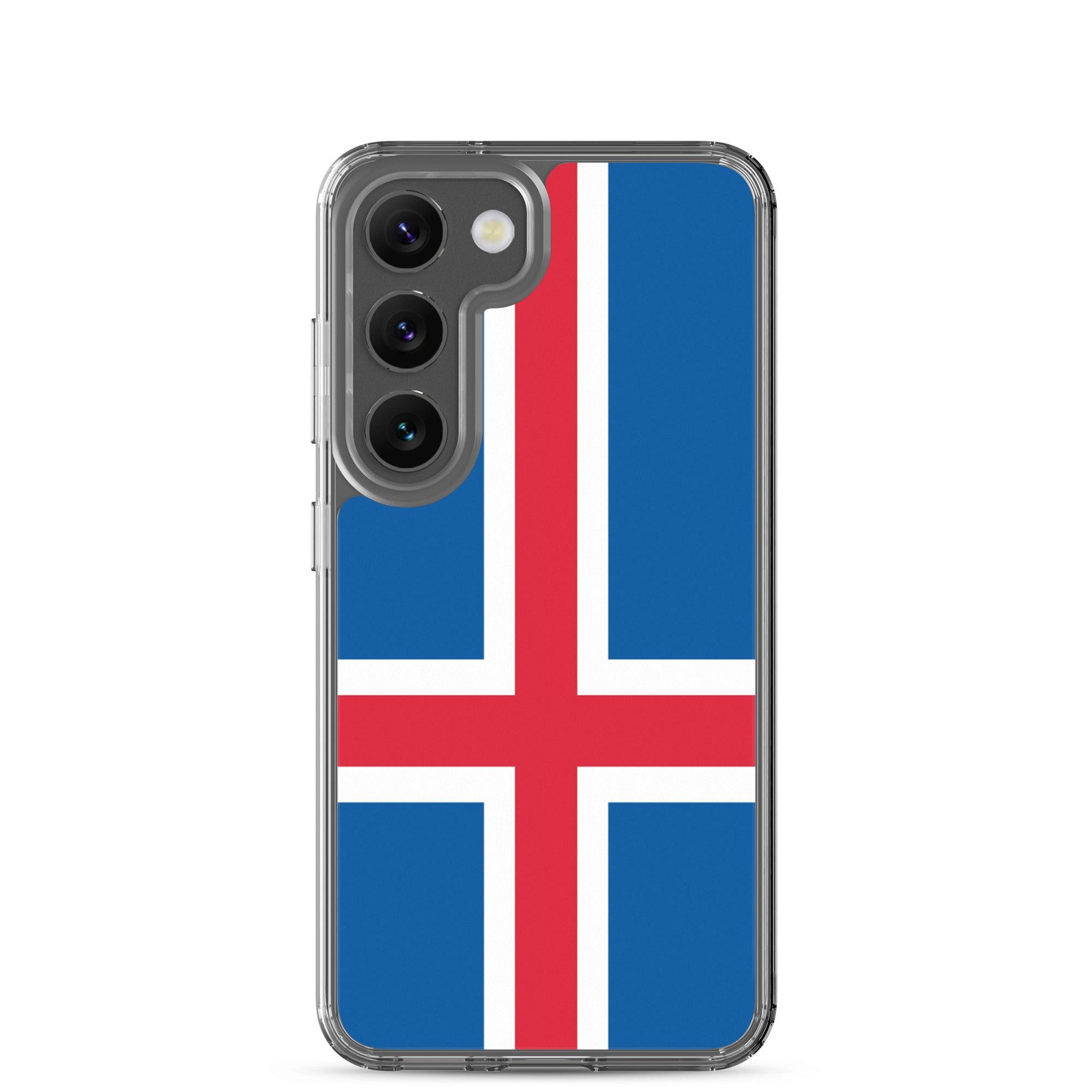 Coque de téléphone avec le drapeau de l'Islande, en TPU, offrant protection et style.