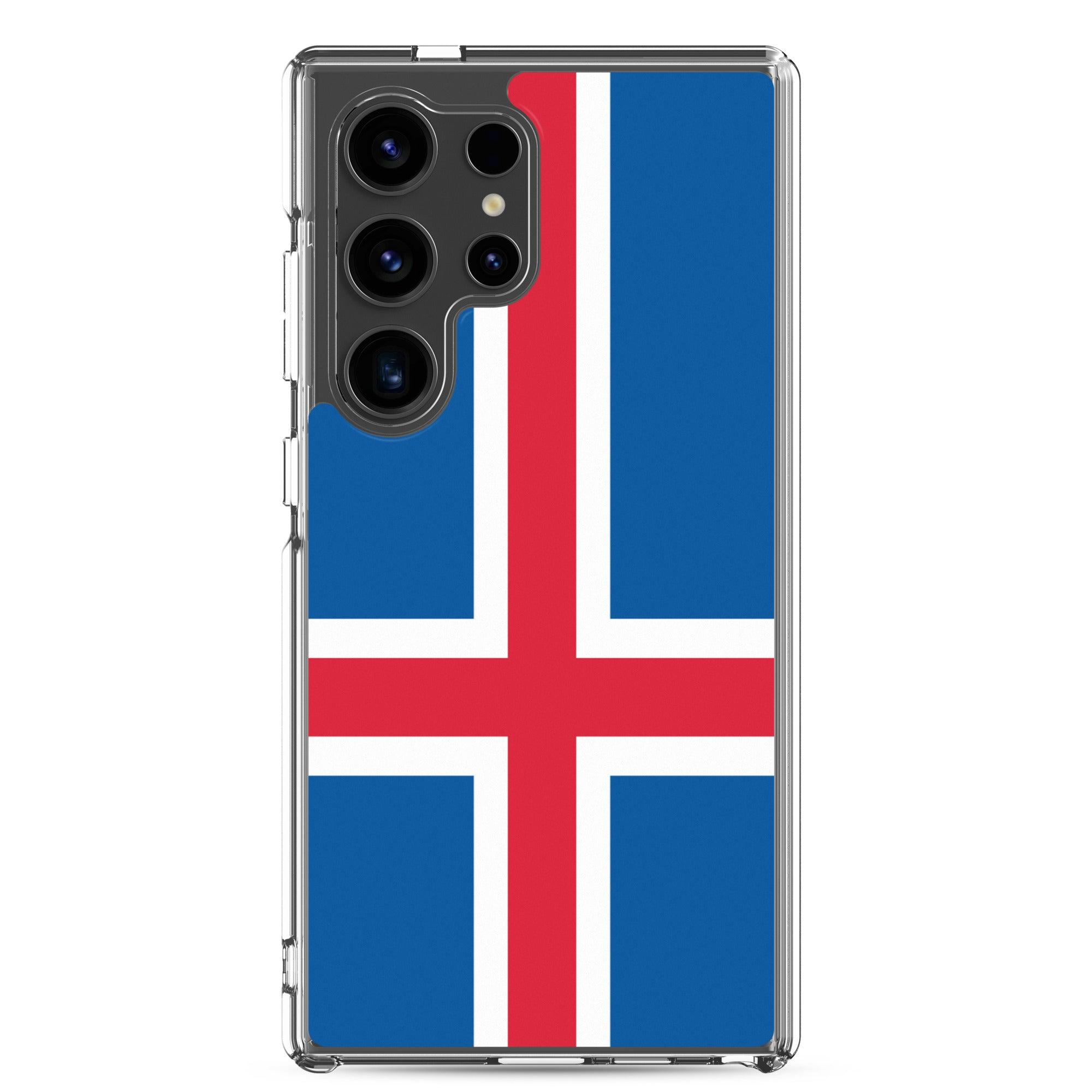 Coque de téléphone avec le drapeau de l'Islande, en TPU, offrant protection et style.