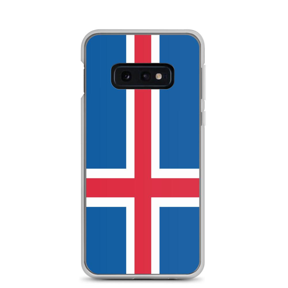 Coque de téléphone avec le drapeau de l'Islande, en TPU, offrant protection et style.