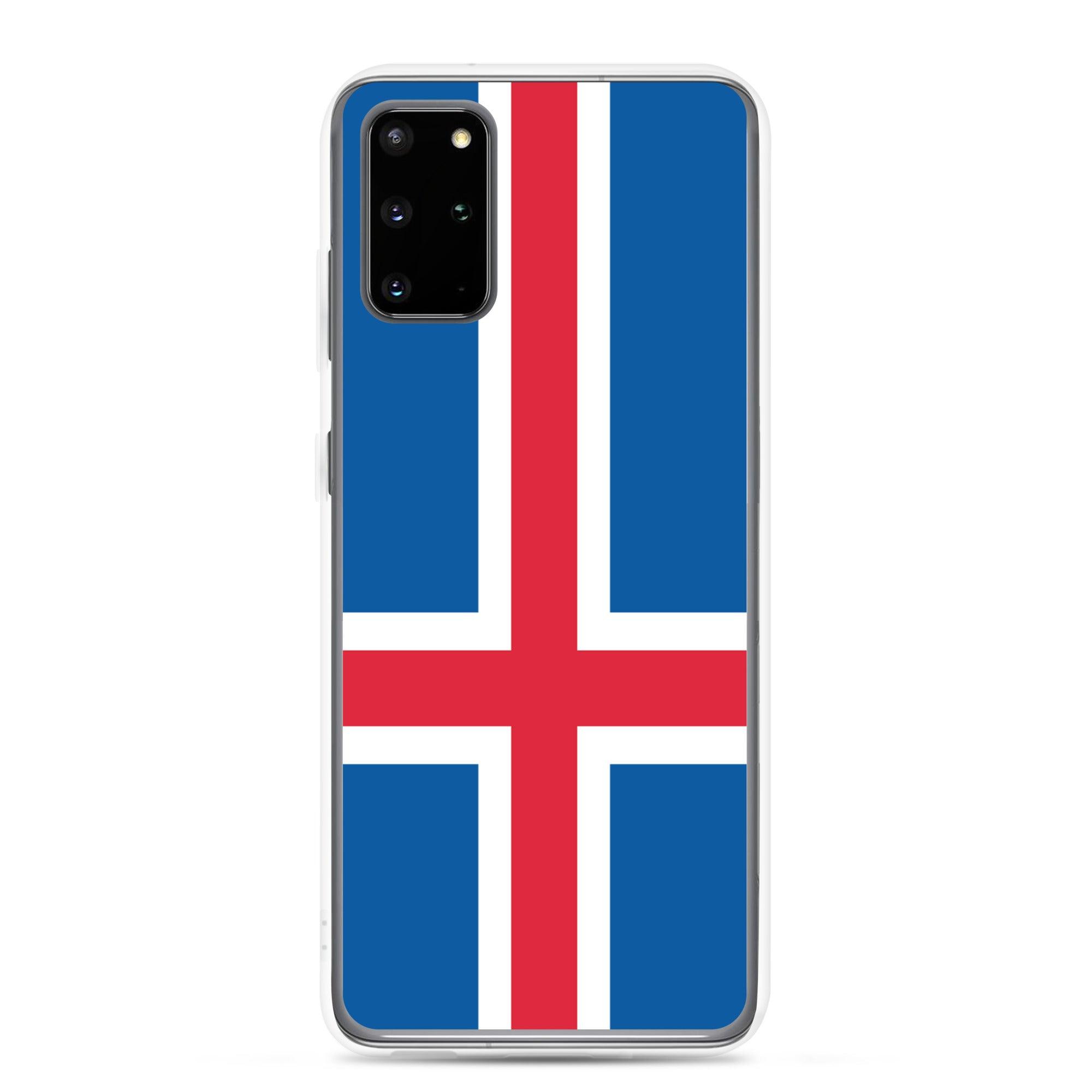 Coque de téléphone avec le drapeau de l'Islande, en TPU, offrant protection et style.