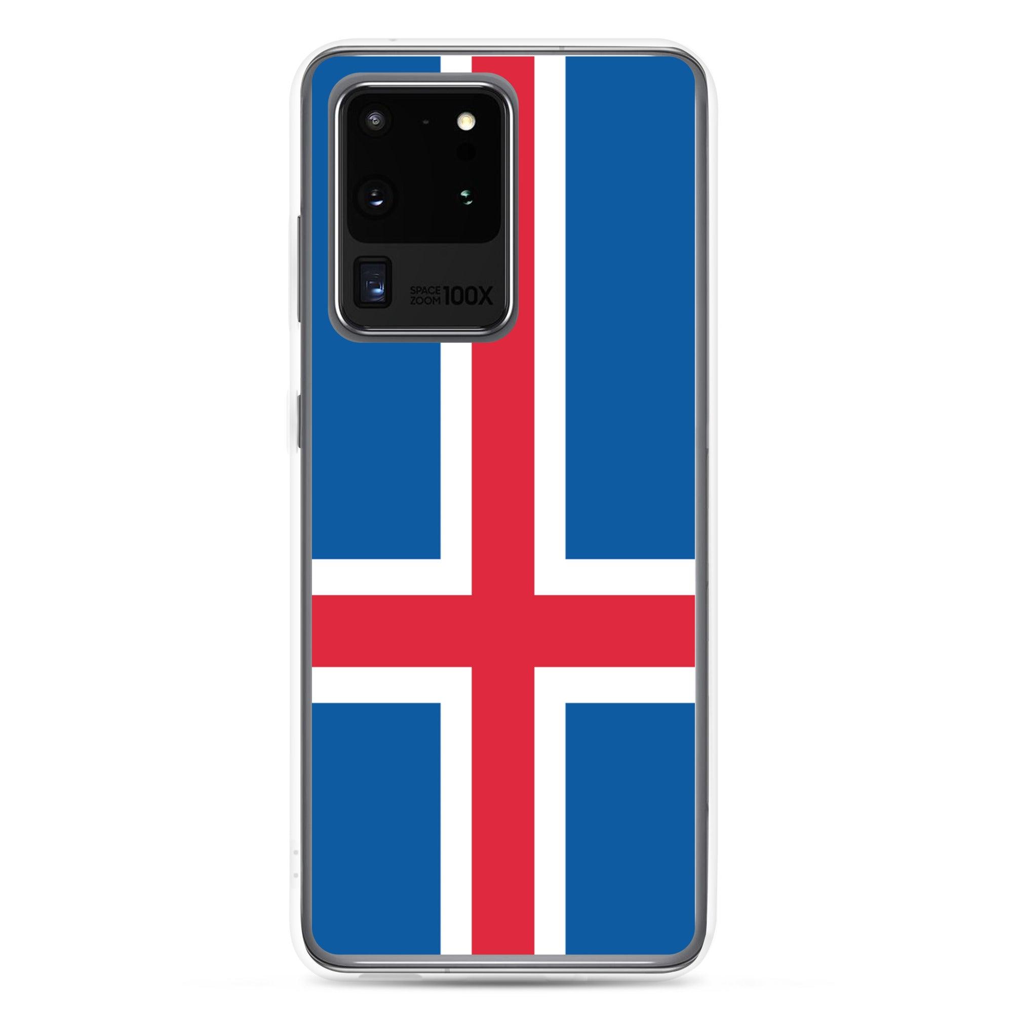 Coque de téléphone avec le drapeau de l'Islande, en TPU, offrant protection et style.