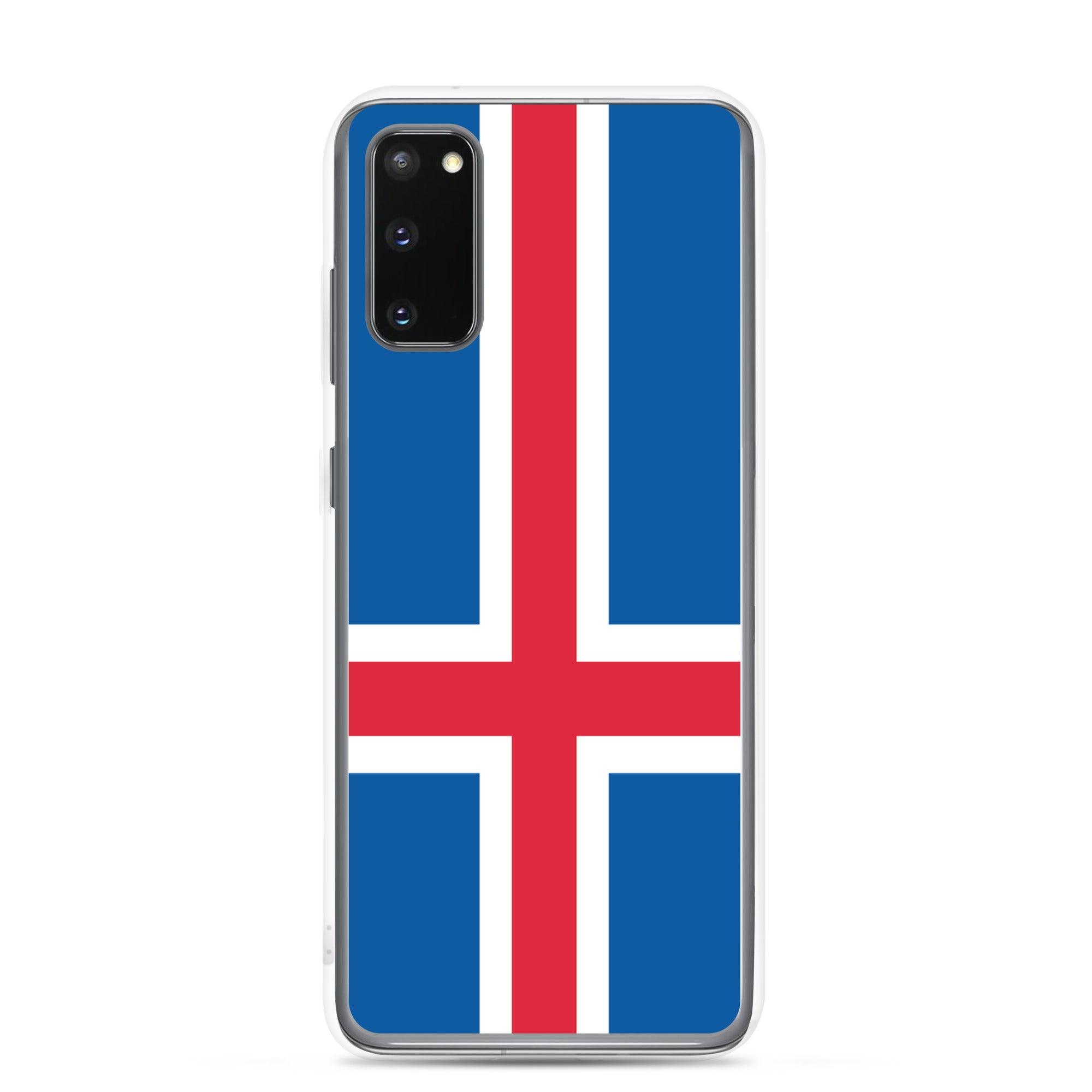 Coque de téléphone avec le drapeau de l'Islande, en TPU, offrant protection et style.