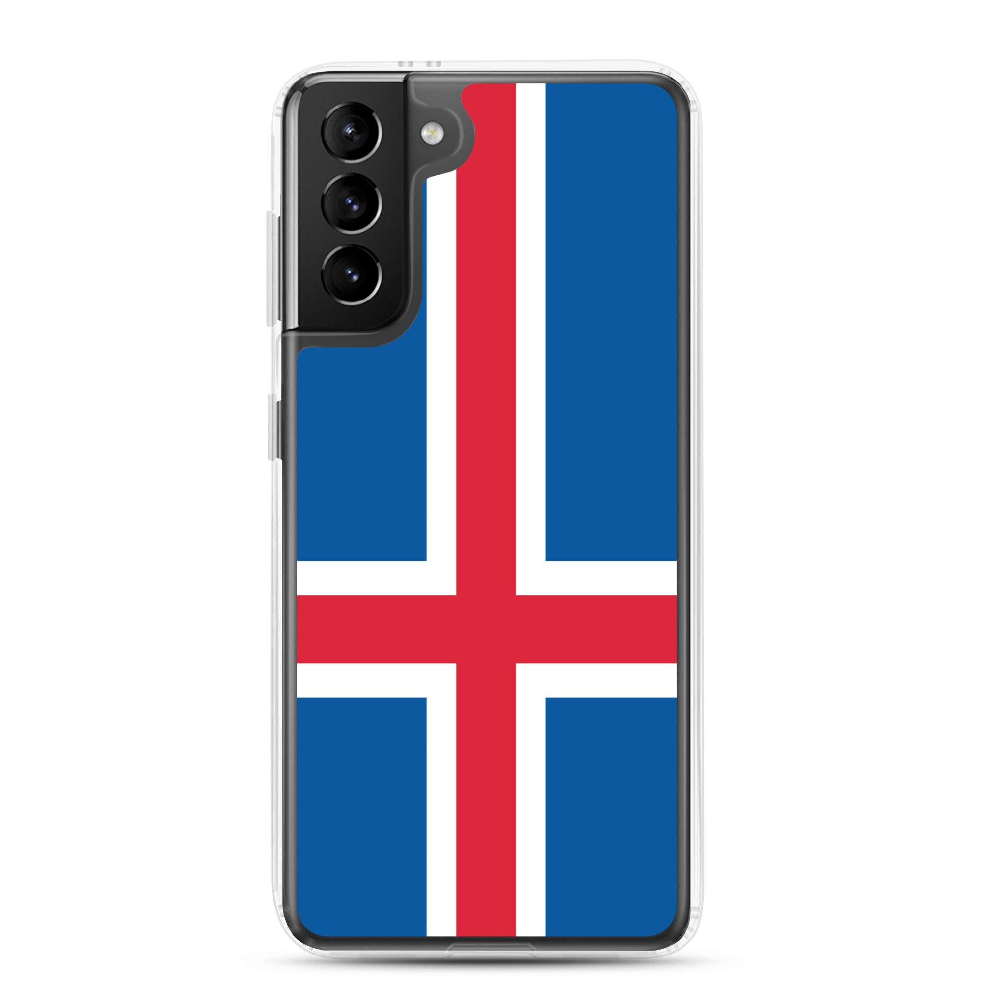 Coque de téléphone avec le drapeau de l'Islande, en TPU, offrant protection et style.