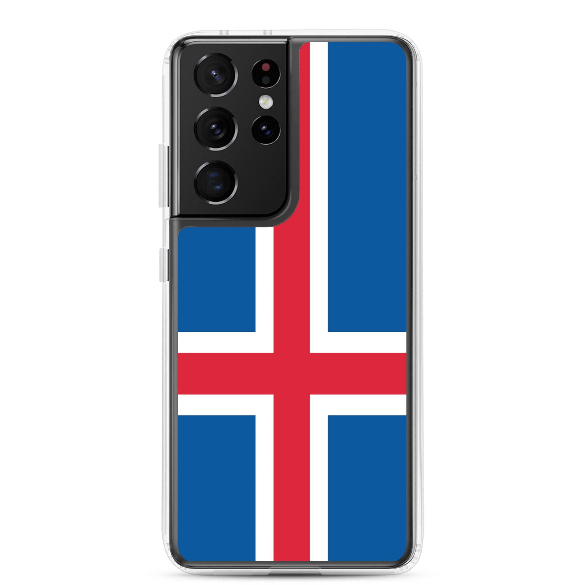 Coque de téléphone avec le drapeau de l'Islande, en TPU, offrant protection et style.