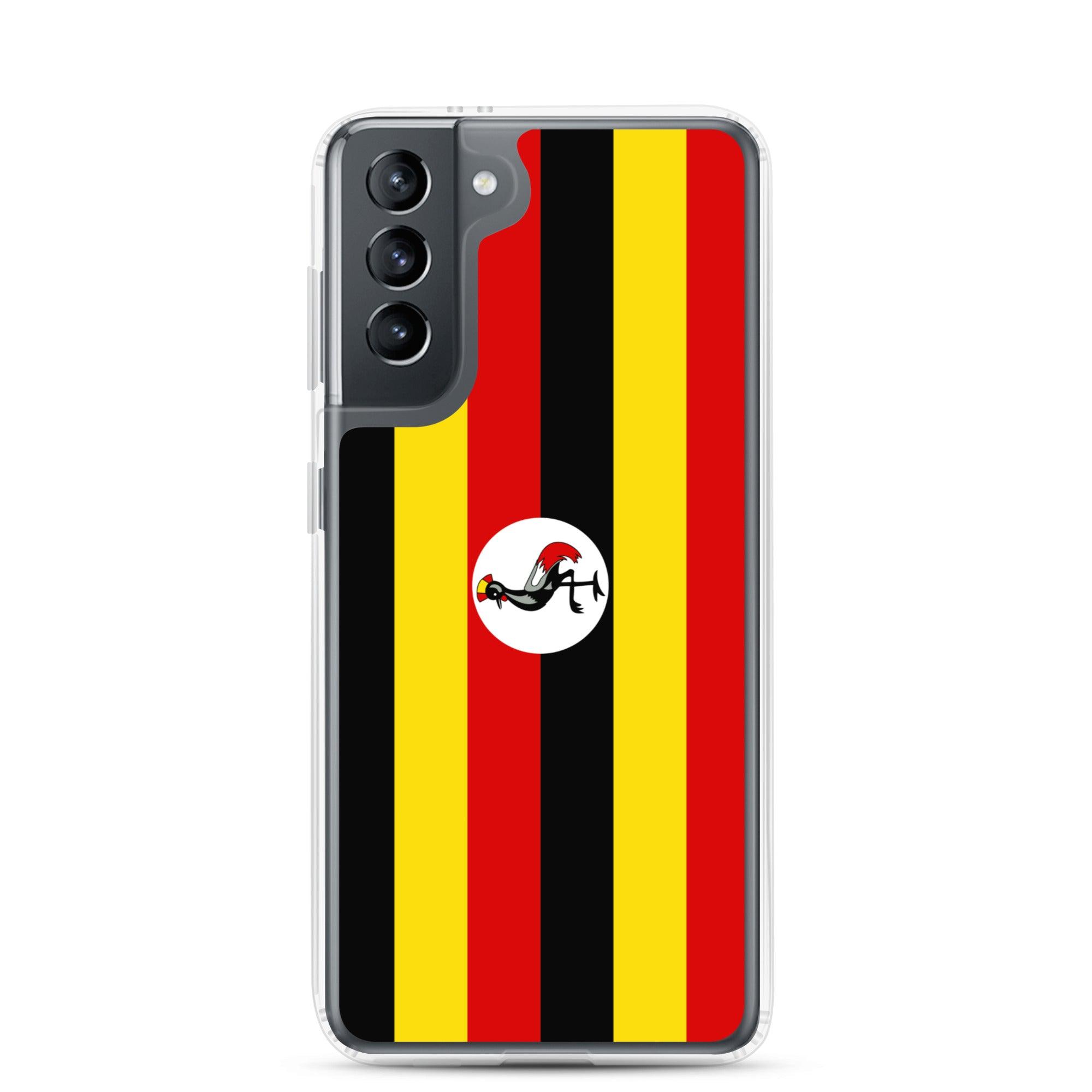 Coque de téléphone avec le drapeau de l'Ouganda, en TPU flexible, offrant une protection élégante et durable.