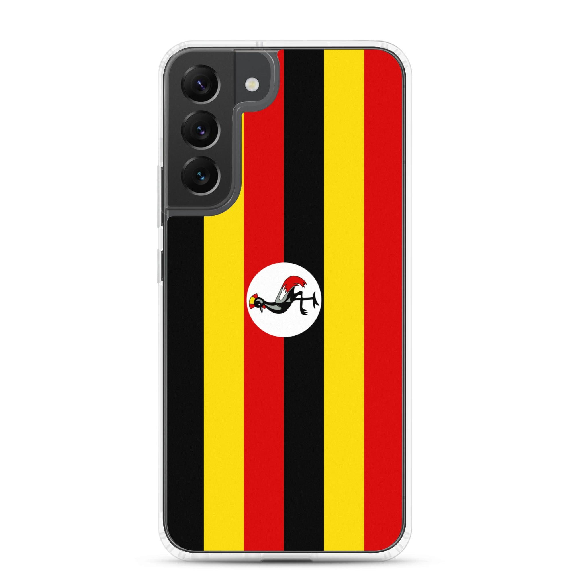 Coque de téléphone avec le drapeau de l'Ouganda, en TPU flexible, offrant une protection élégante et durable.