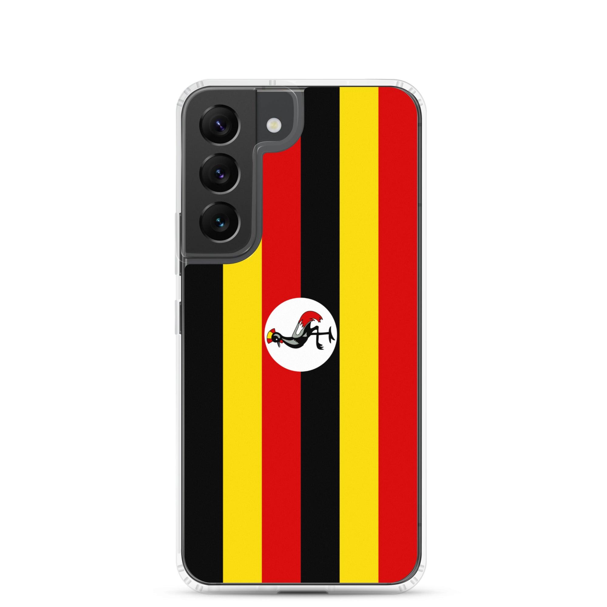 Coque de téléphone avec le drapeau de l'Ouganda, en TPU flexible, offrant une protection élégante et durable.