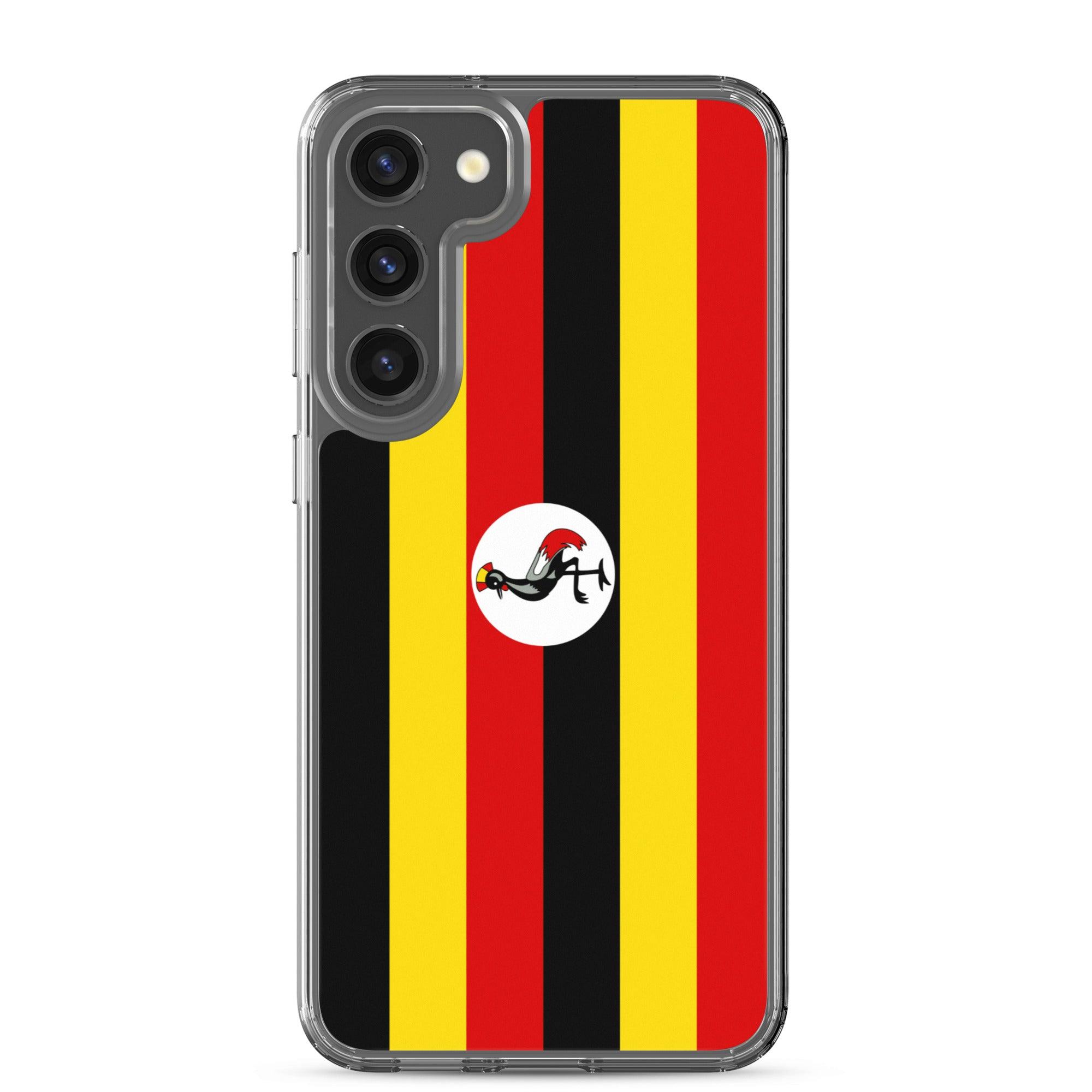 Coque de téléphone avec le drapeau de l'Ouganda, en TPU flexible, offrant une protection élégante et durable.