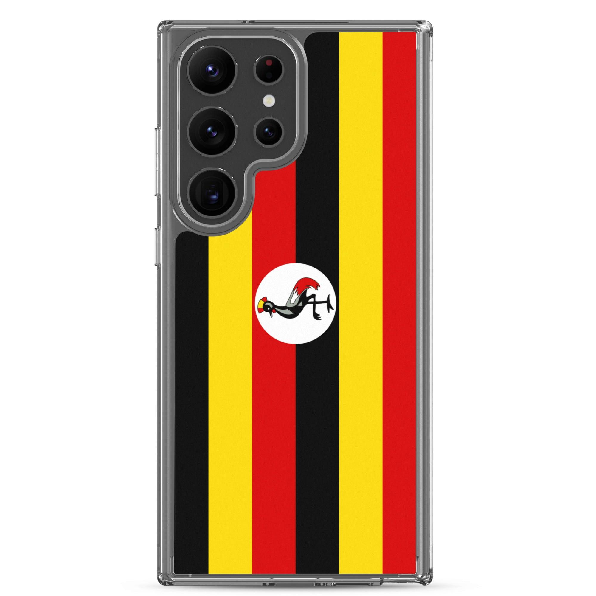 Coque de téléphone avec le drapeau de l'Ouganda, en TPU flexible, offrant une protection élégante et durable.