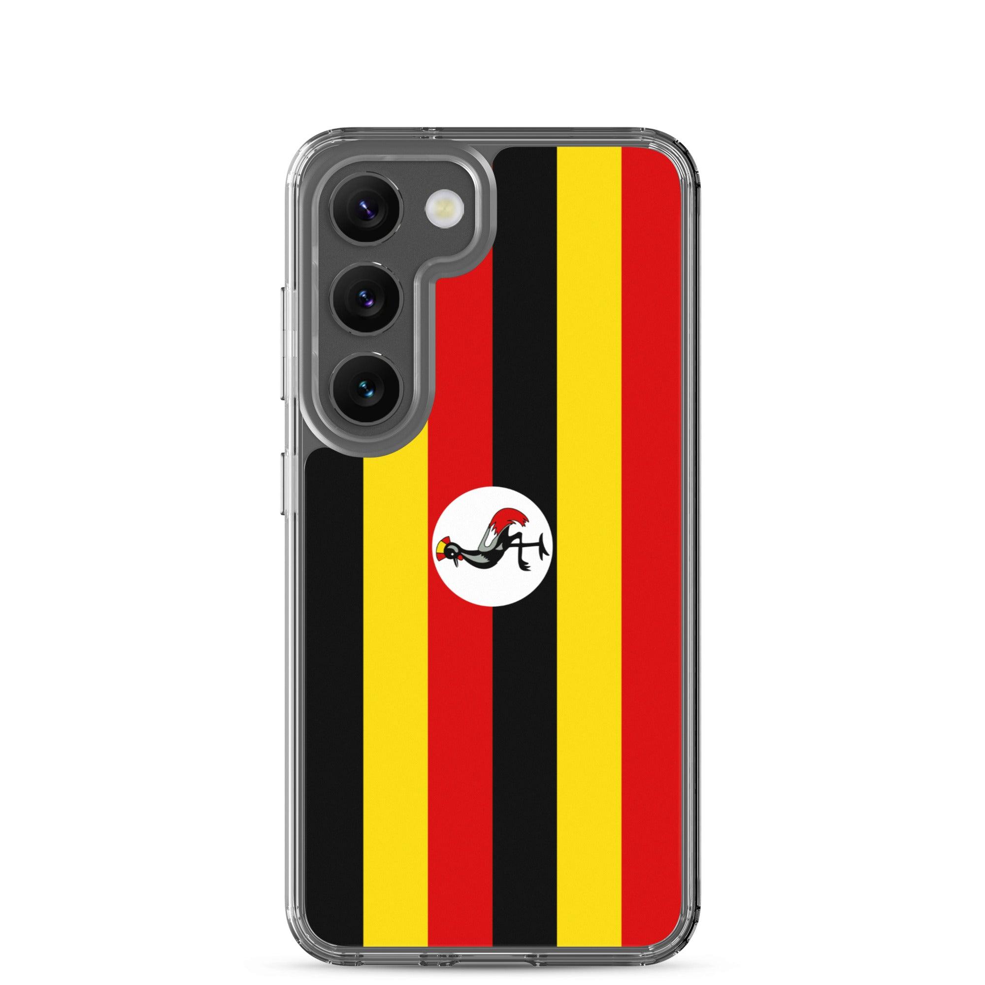 Coque de téléphone avec le drapeau de l'Ouganda, en TPU flexible, offrant une protection élégante et durable.