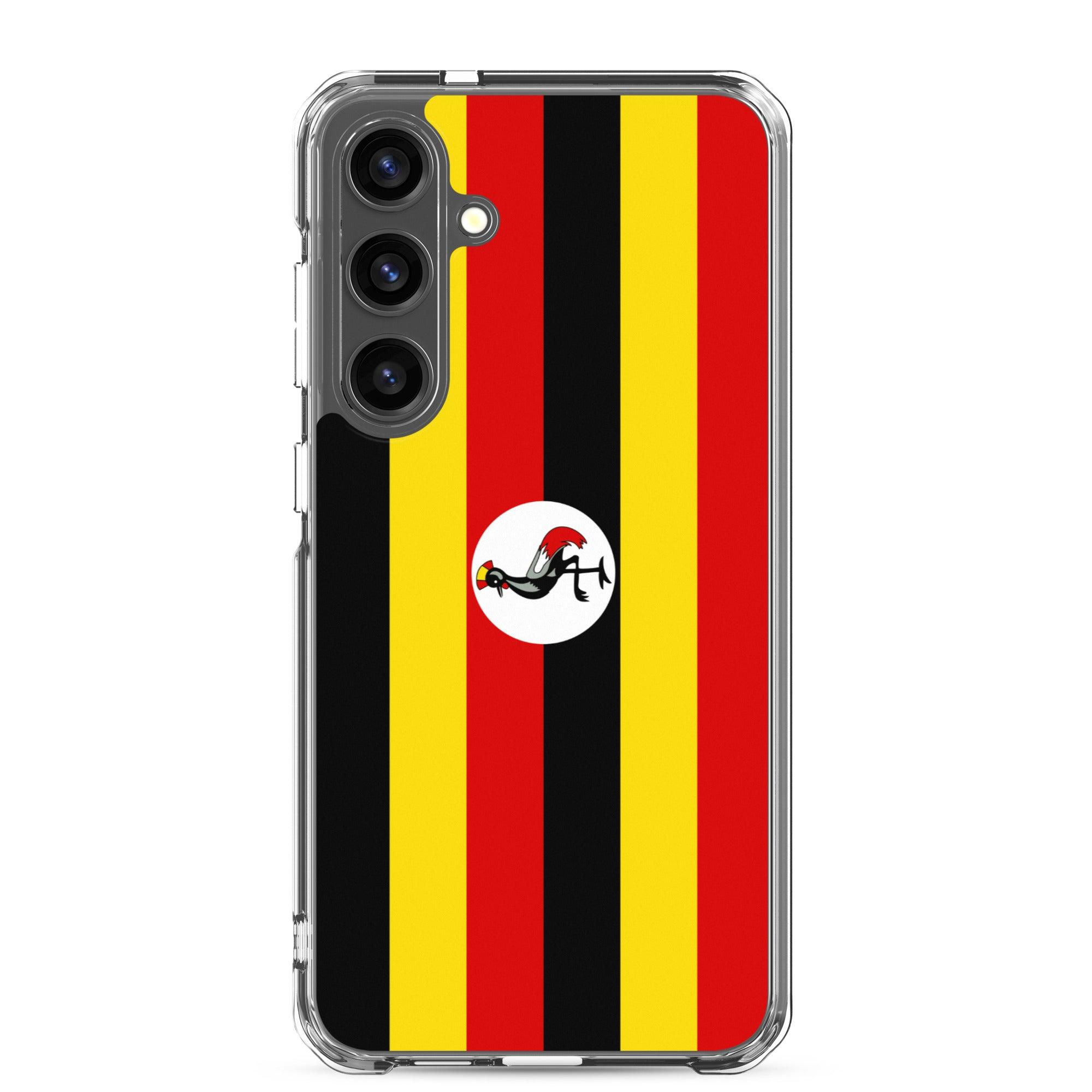 Coque de téléphone avec le drapeau de l'Ouganda, en TPU flexible, offrant une protection élégante et durable.