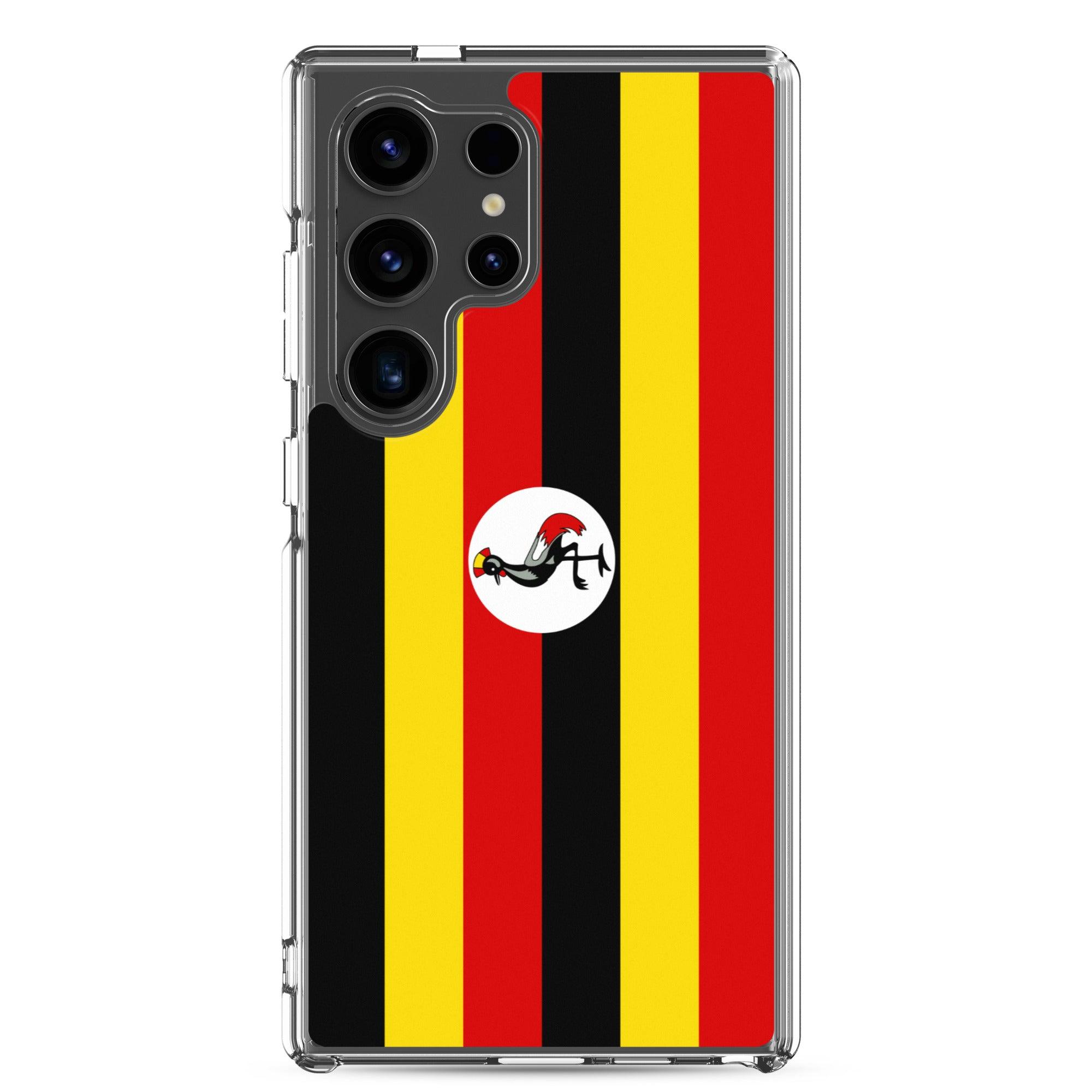 Coque de téléphone avec le drapeau de l'Ouganda, en TPU flexible, offrant une protection élégante et durable.