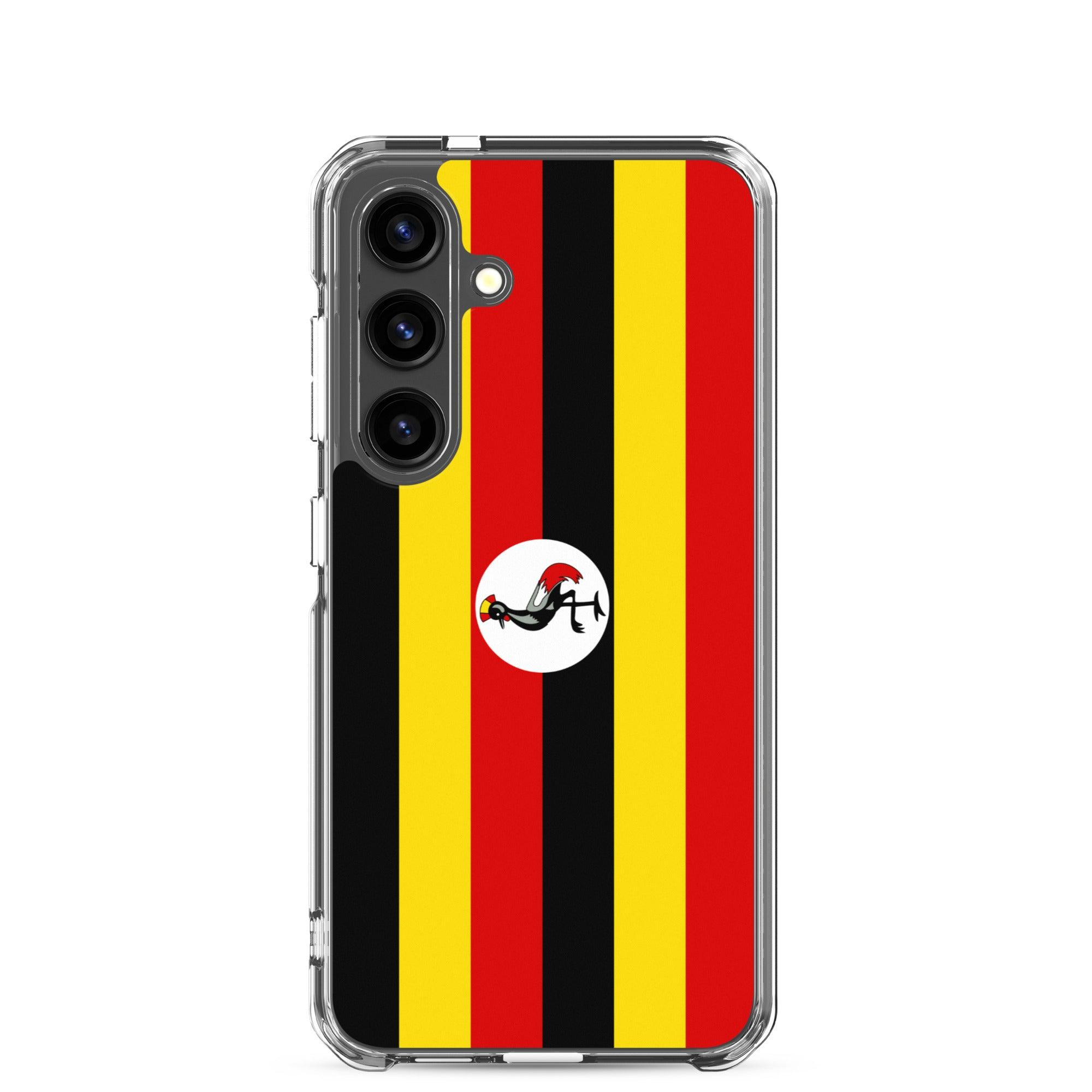 Coque de téléphone avec le drapeau de l'Ouganda, en TPU flexible, offrant une protection élégante et durable.