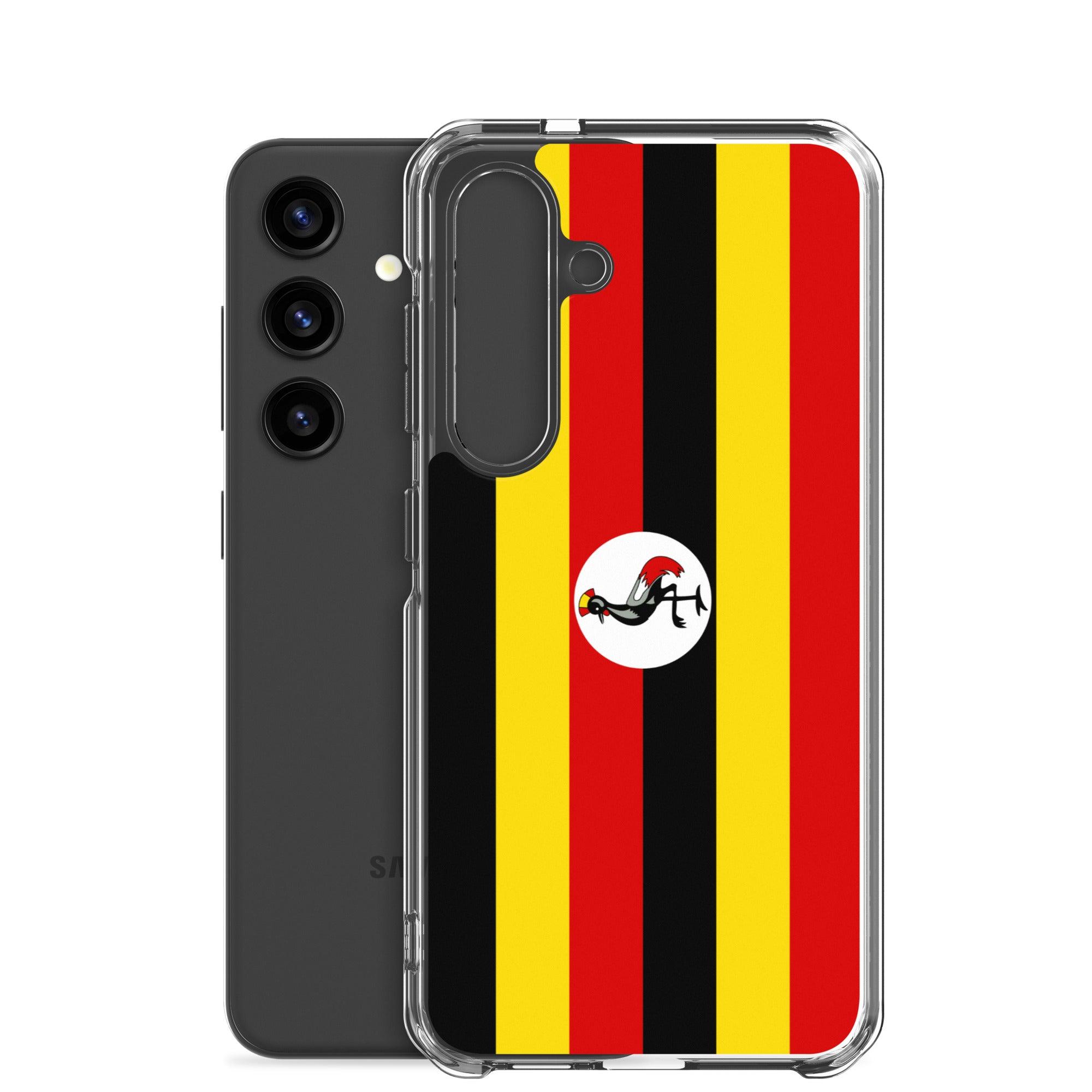 Coque de téléphone avec le drapeau de l'Ouganda, en TPU flexible, offrant une protection élégante et durable.