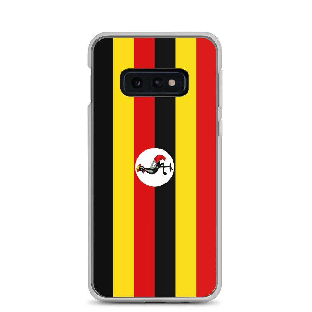 Coque de téléphone avec le drapeau de l'Ouganda, en TPU flexible, offrant une protection élégante et durable.