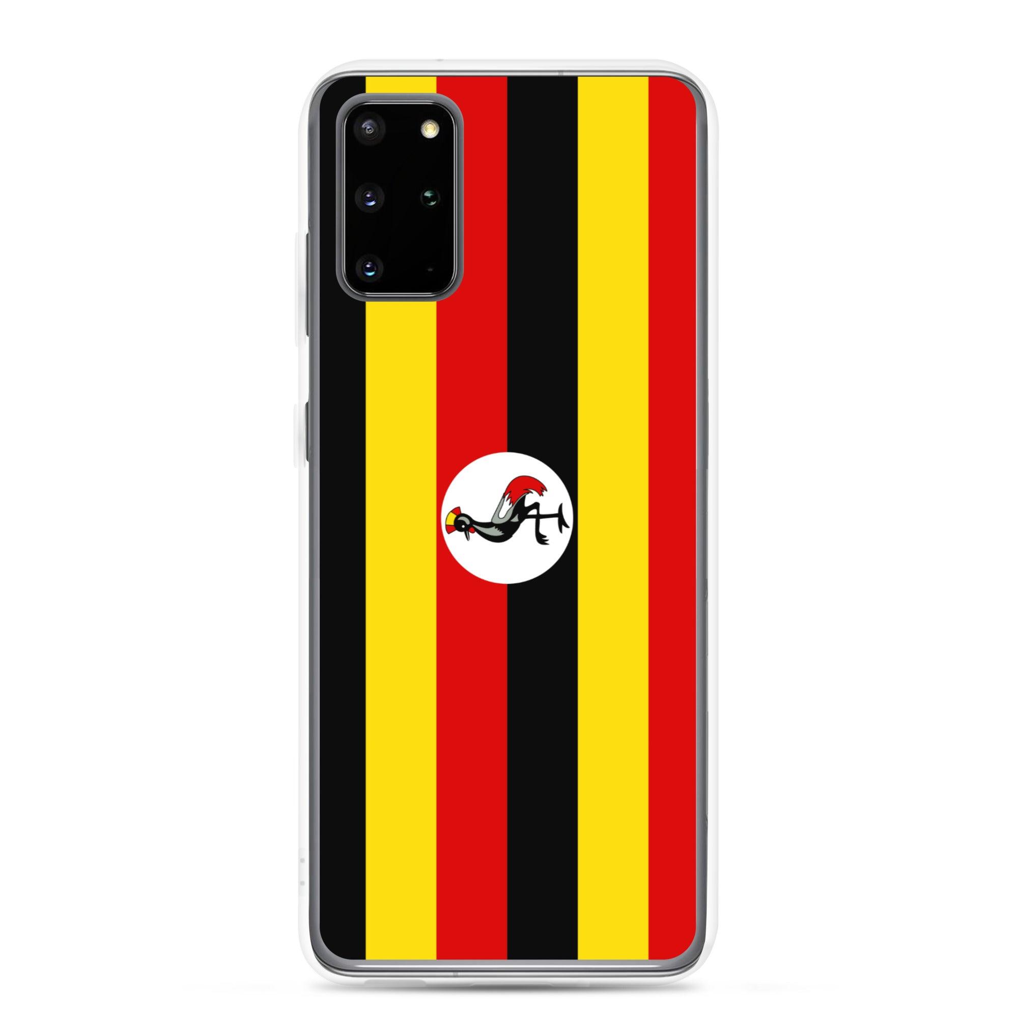 Coque de téléphone avec le drapeau de l'Ouganda, en TPU flexible, offrant une protection élégante et durable.