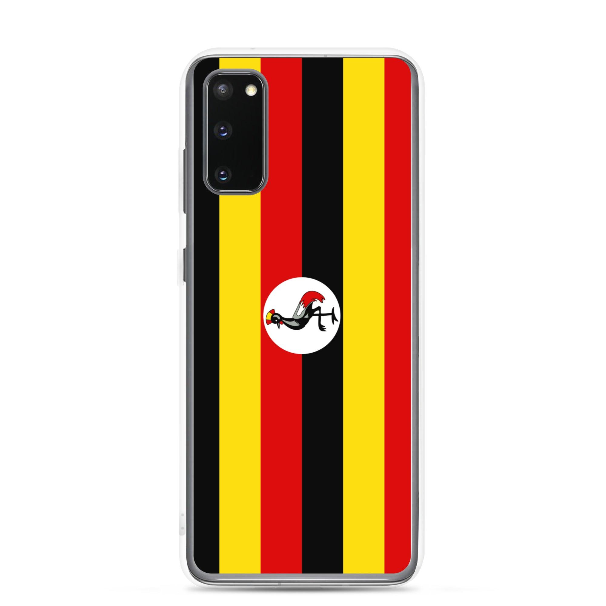 Coque de téléphone avec le drapeau de l'Ouganda, en TPU flexible, offrant une protection élégante et durable.