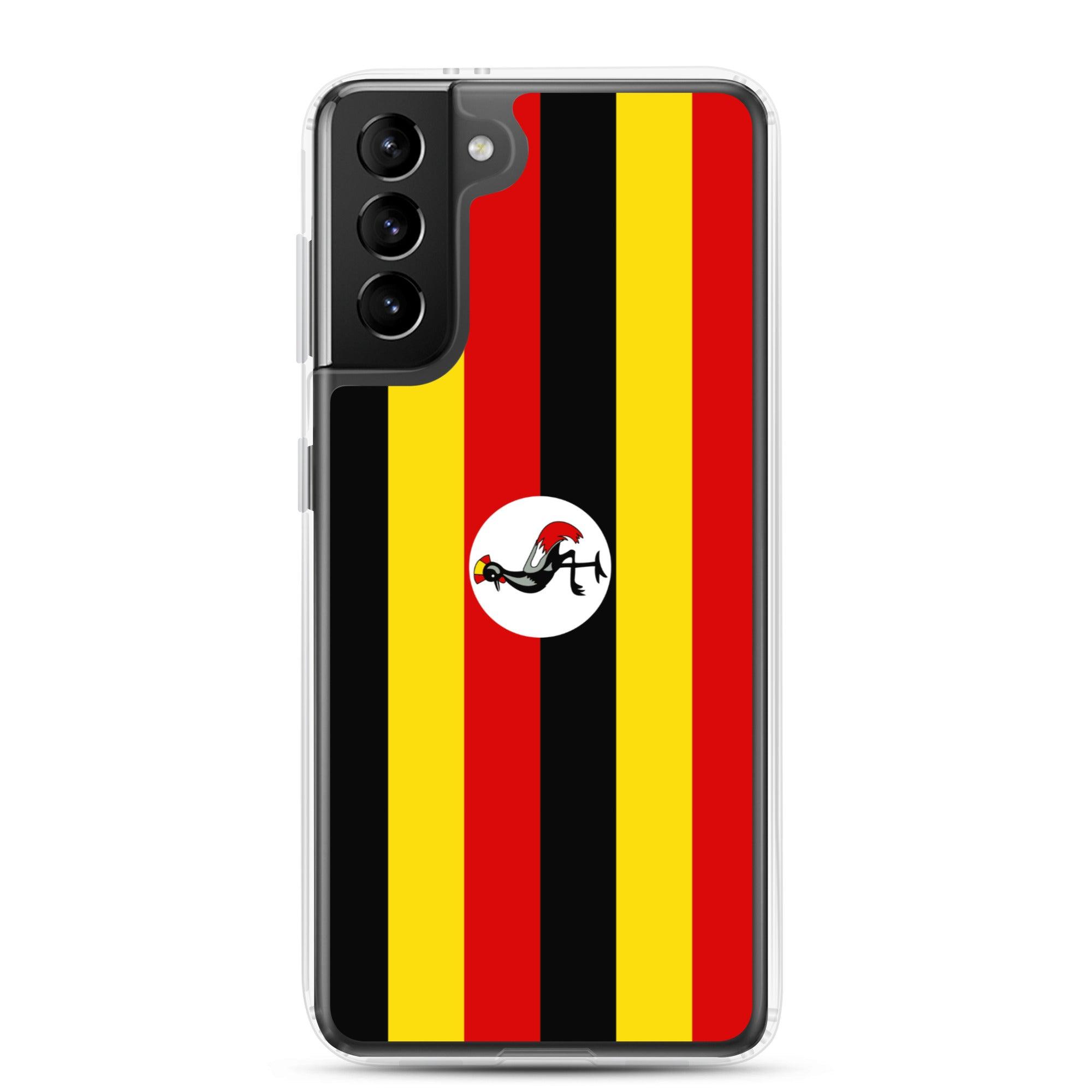 Coque de téléphone avec le drapeau de l'Ouganda, en TPU flexible, offrant une protection élégante et durable.