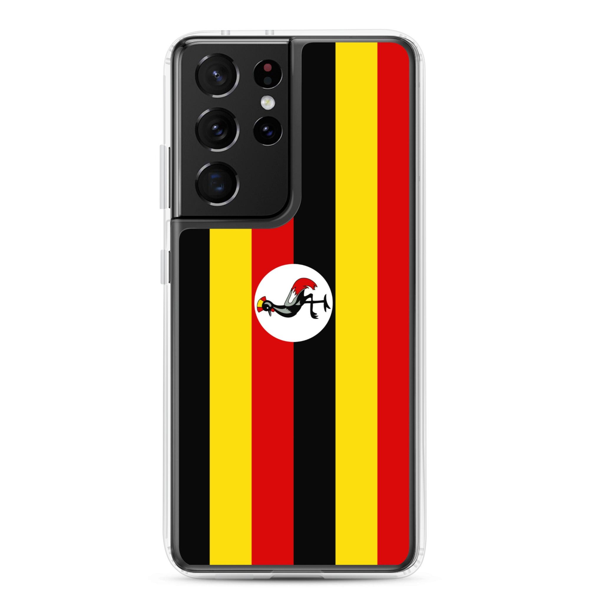 Coque de téléphone avec le drapeau de l'Ouganda, en TPU flexible, offrant une protection élégante et durable.