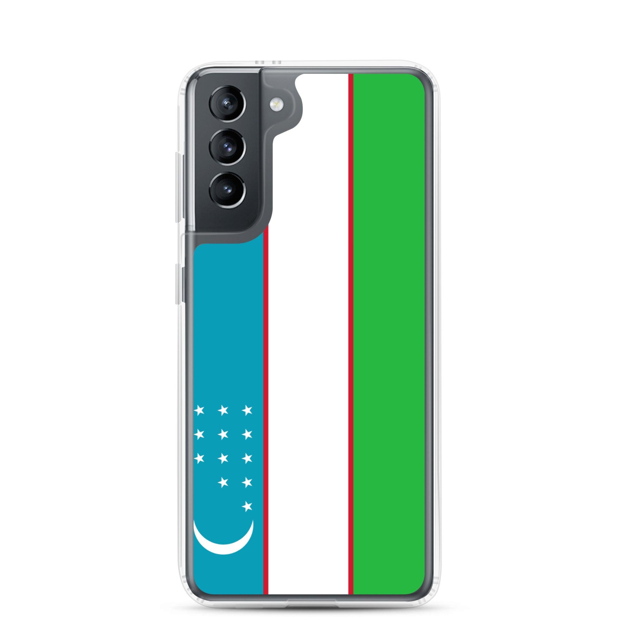 Coque de téléphone avec le drapeau de l'Ouzbékistan, en TPU, offrant une protection élégante et durable.