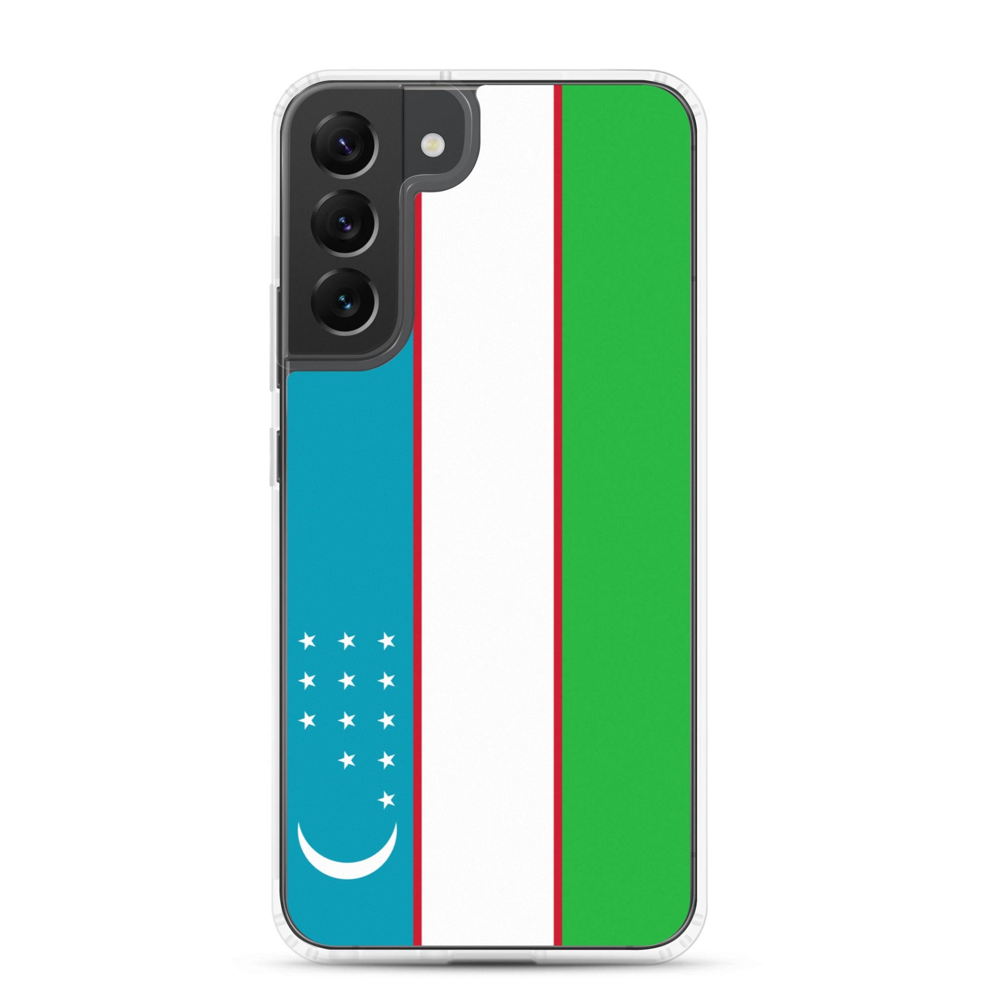 Coque de téléphone avec le drapeau de l'Ouzbékistan, en TPU, offrant une protection élégante et durable.