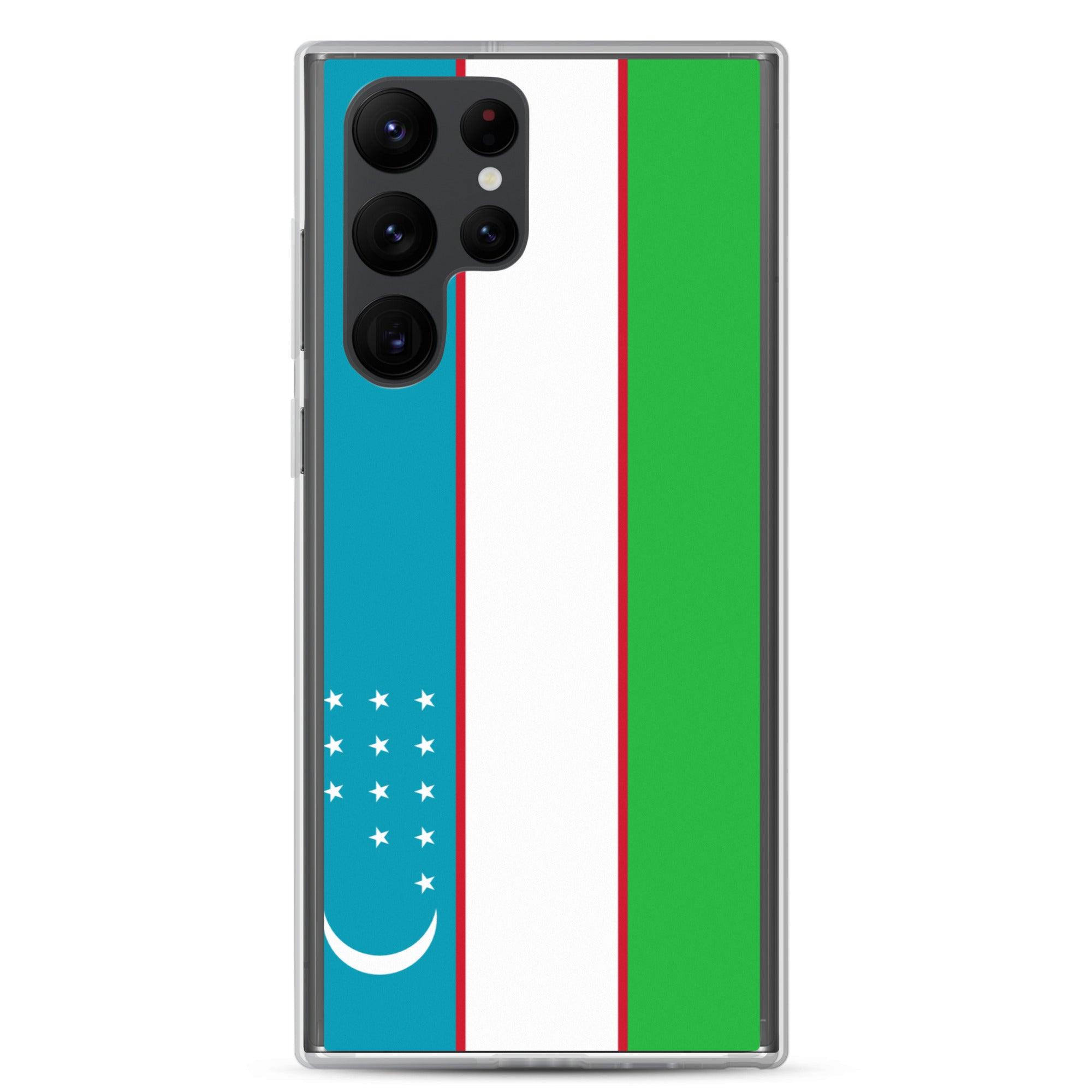 Coque de téléphone avec le drapeau de l'Ouzbékistan, en TPU, offrant une protection élégante et durable.