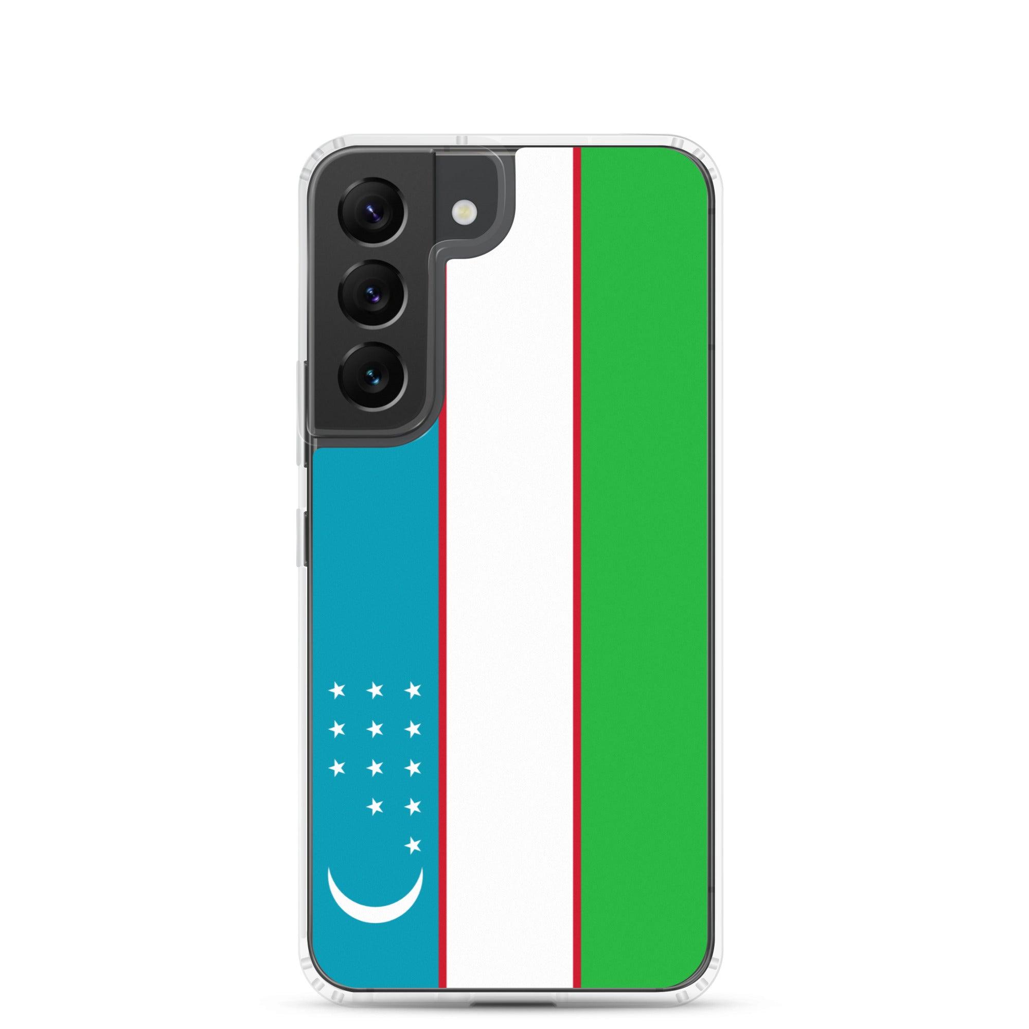 Coque de téléphone avec le drapeau de l'Ouzbékistan, en TPU, offrant une protection élégante et durable.