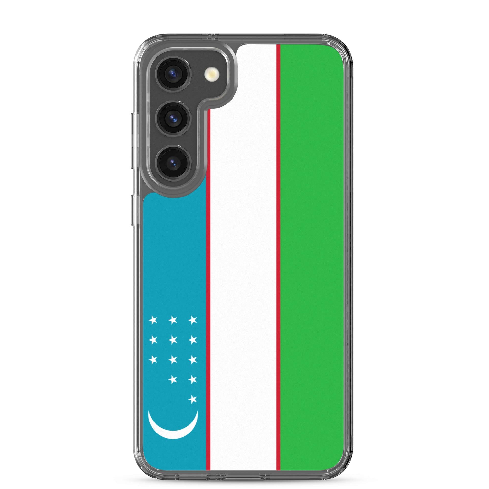 Coque de téléphone avec le drapeau de l'Ouzbékistan, en TPU, offrant une protection élégante et durable.