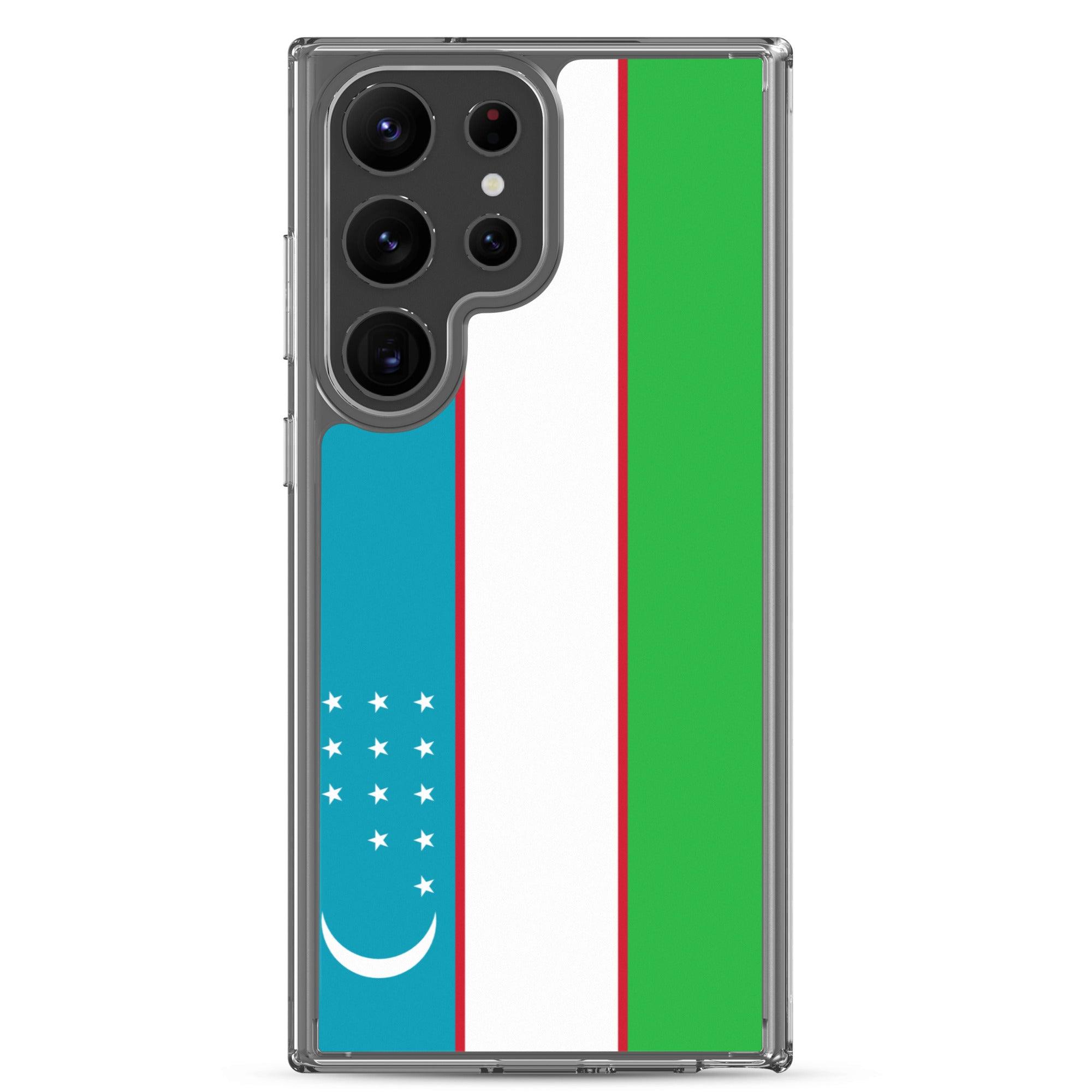 Coque de téléphone avec le drapeau de l'Ouzbékistan, en TPU, offrant une protection élégante et durable.