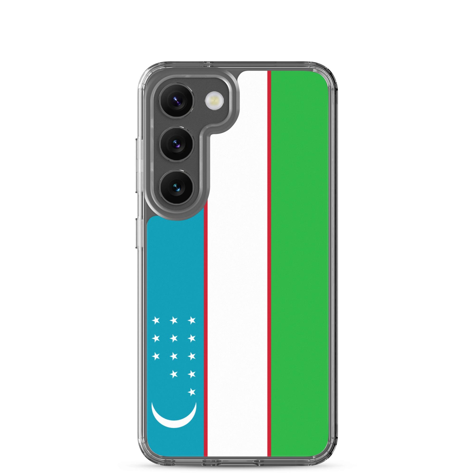 Coque de téléphone avec le drapeau de l'Ouzbékistan, en TPU, offrant une protection élégante et durable.