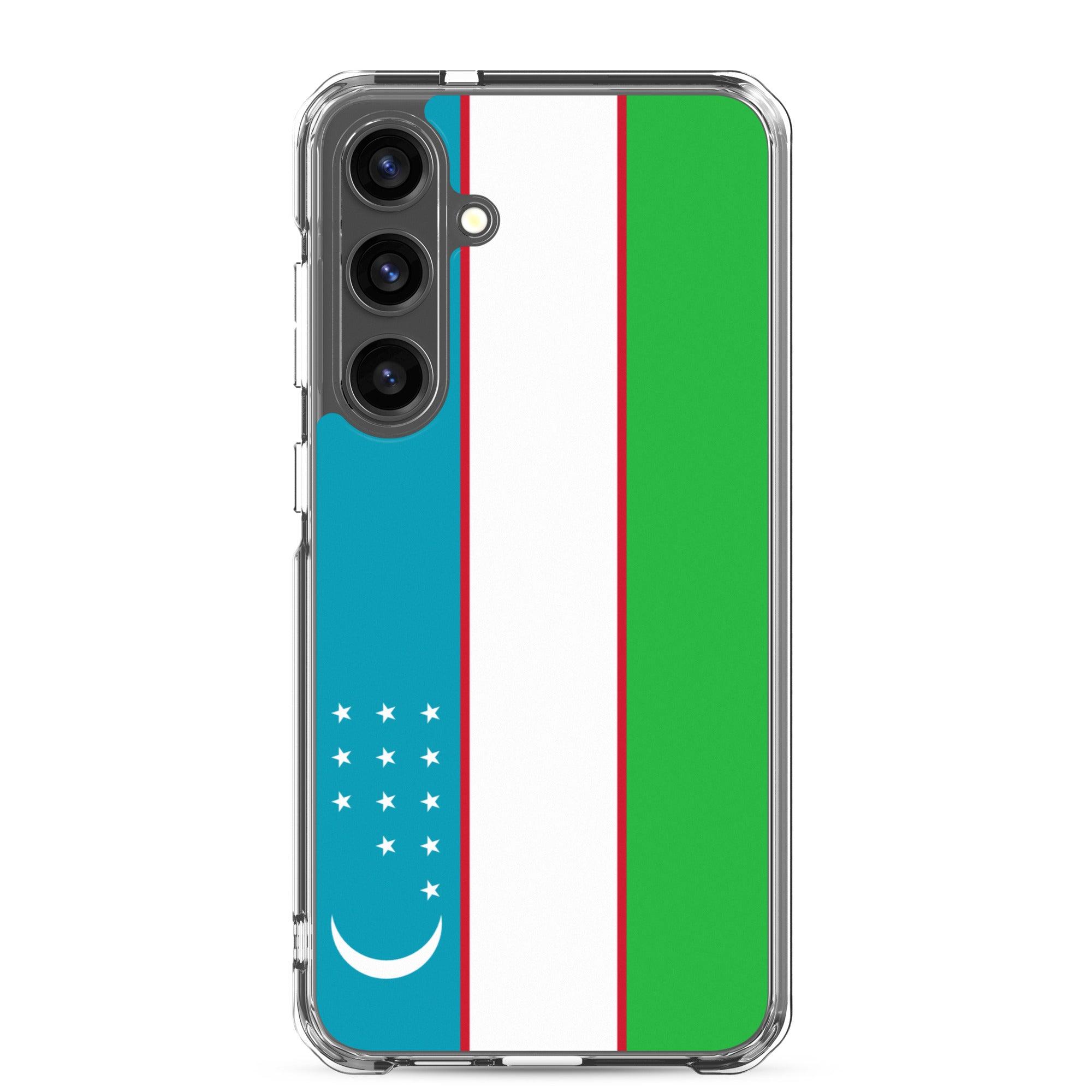 Coque de téléphone avec le drapeau de l'Ouzbékistan, en TPU, offrant une protection élégante et durable.