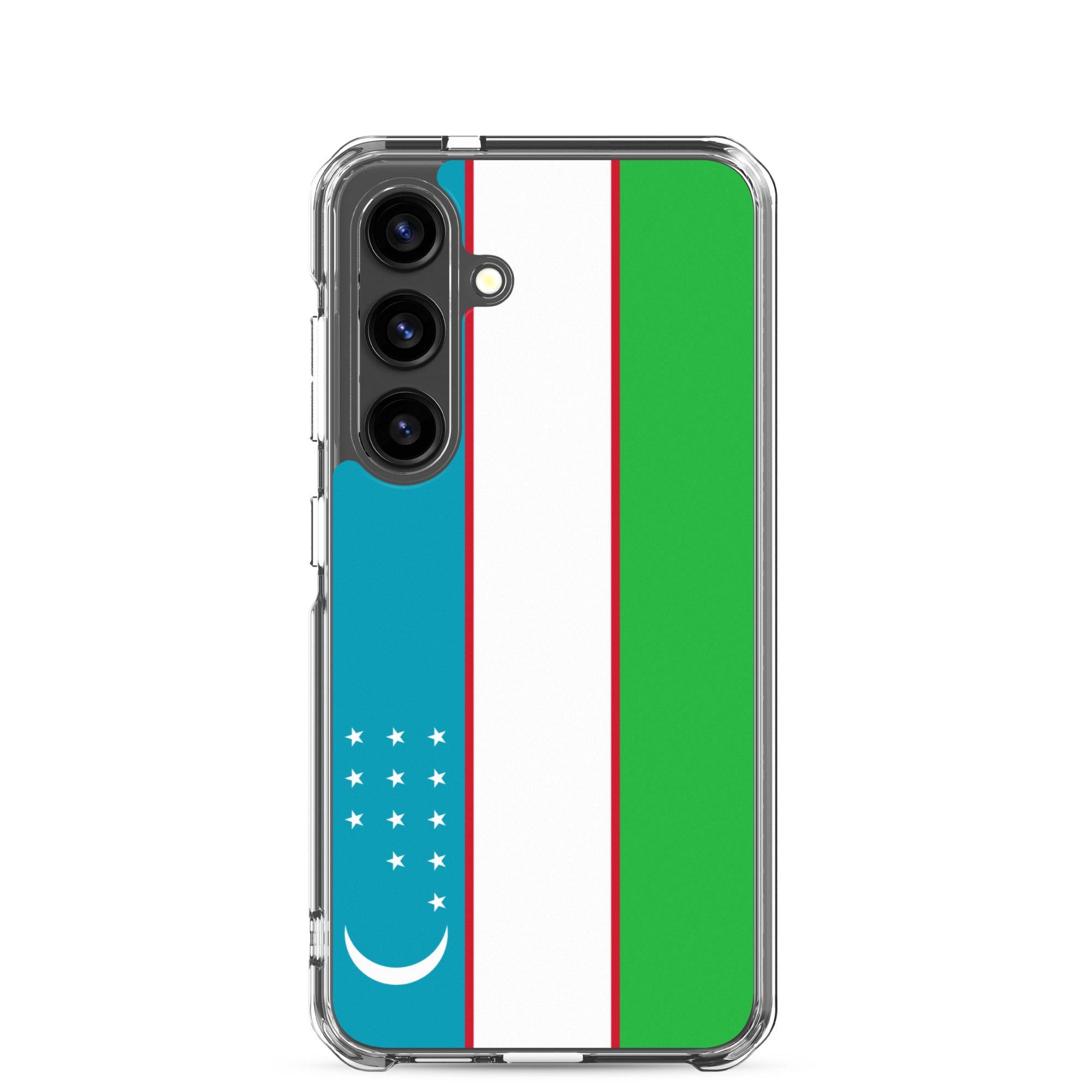 Coque de téléphone avec le drapeau de l'Ouzbékistan, en TPU, offrant une protection élégante et durable.