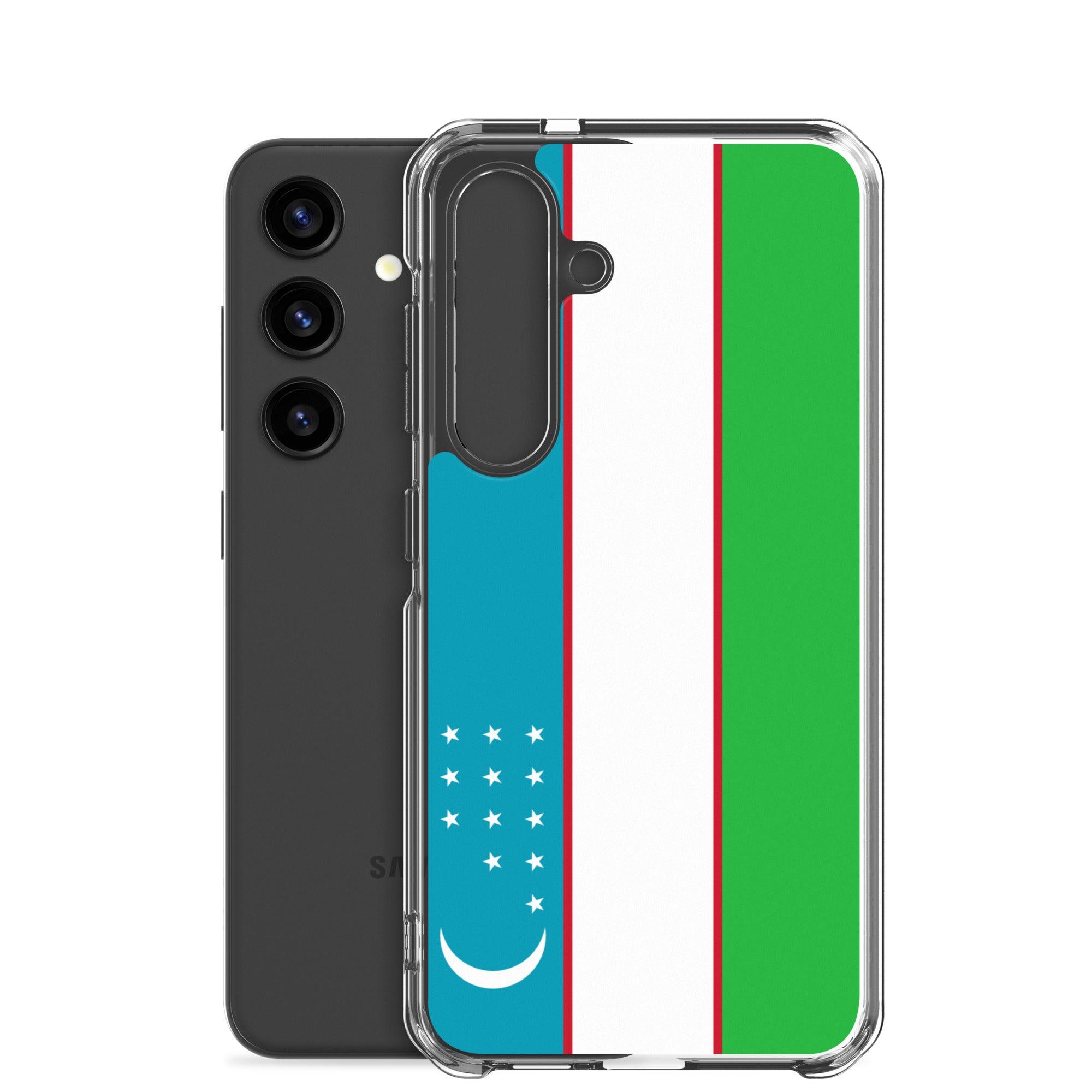 Coque de téléphone avec le drapeau de l'Ouzbékistan, en TPU, offrant une protection élégante et durable.