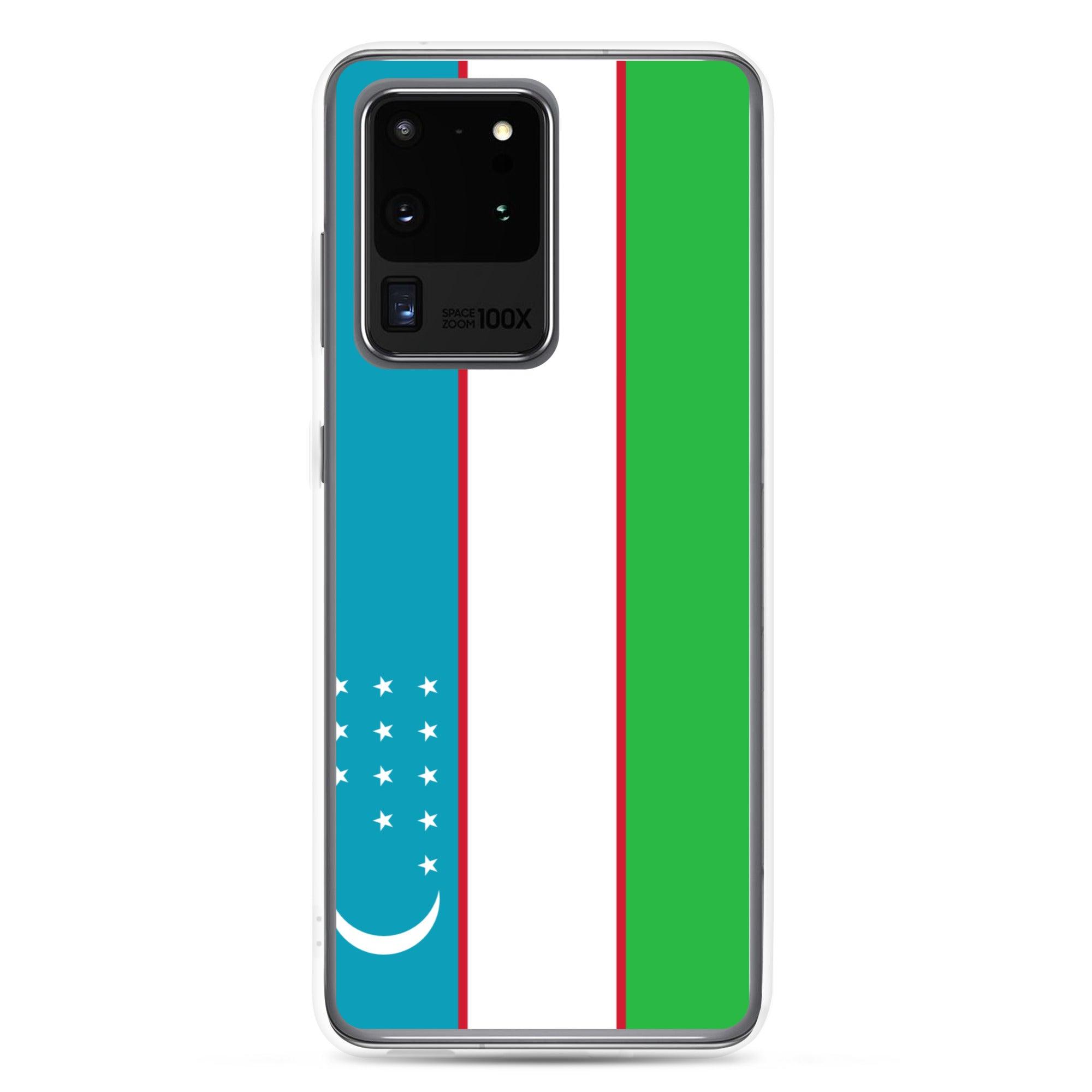 Coque de téléphone avec le drapeau de l'Ouzbékistan, en TPU, offrant une protection élégante et durable.