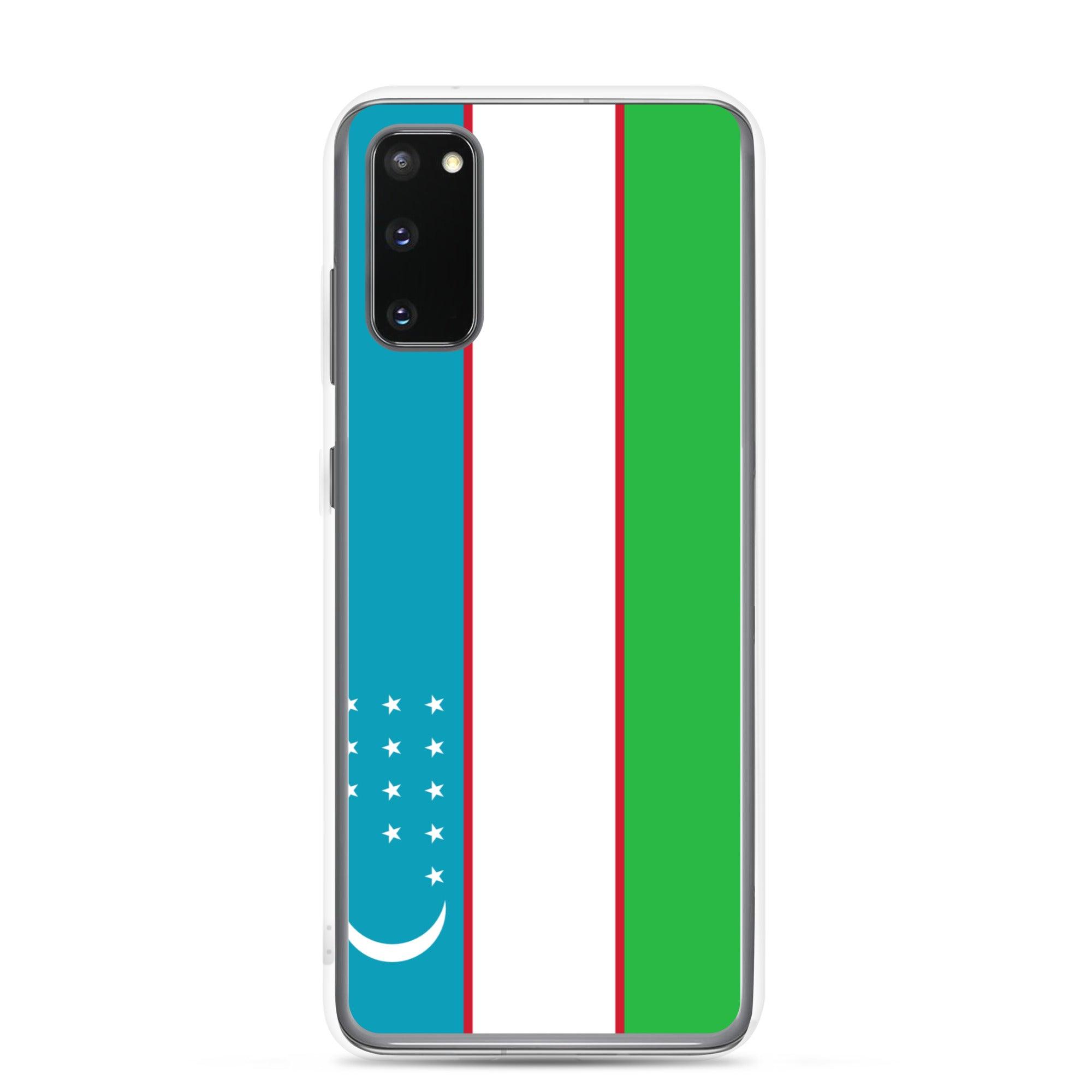 Coque de téléphone avec le drapeau de l'Ouzbékistan, en TPU, offrant une protection élégante et durable.