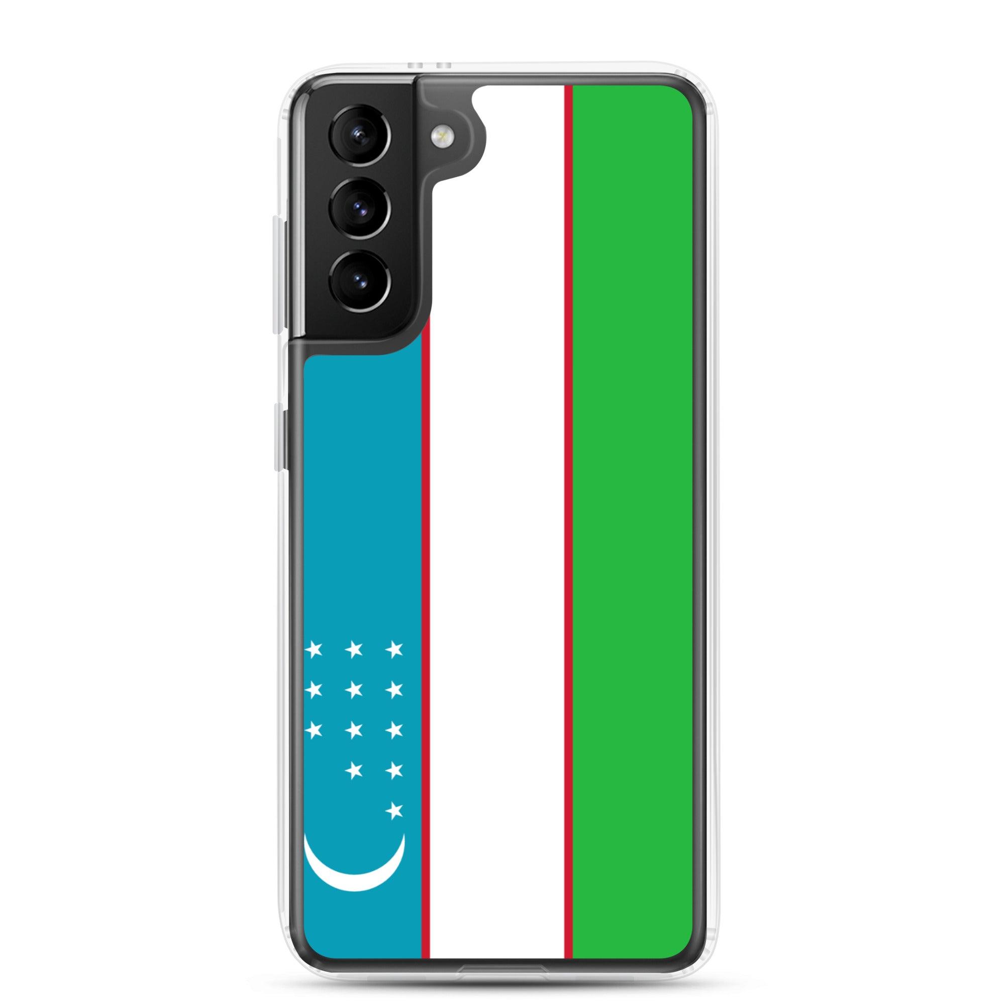 Coque de téléphone avec le drapeau de l'Ouzbékistan, en TPU, offrant une protection élégante et durable.