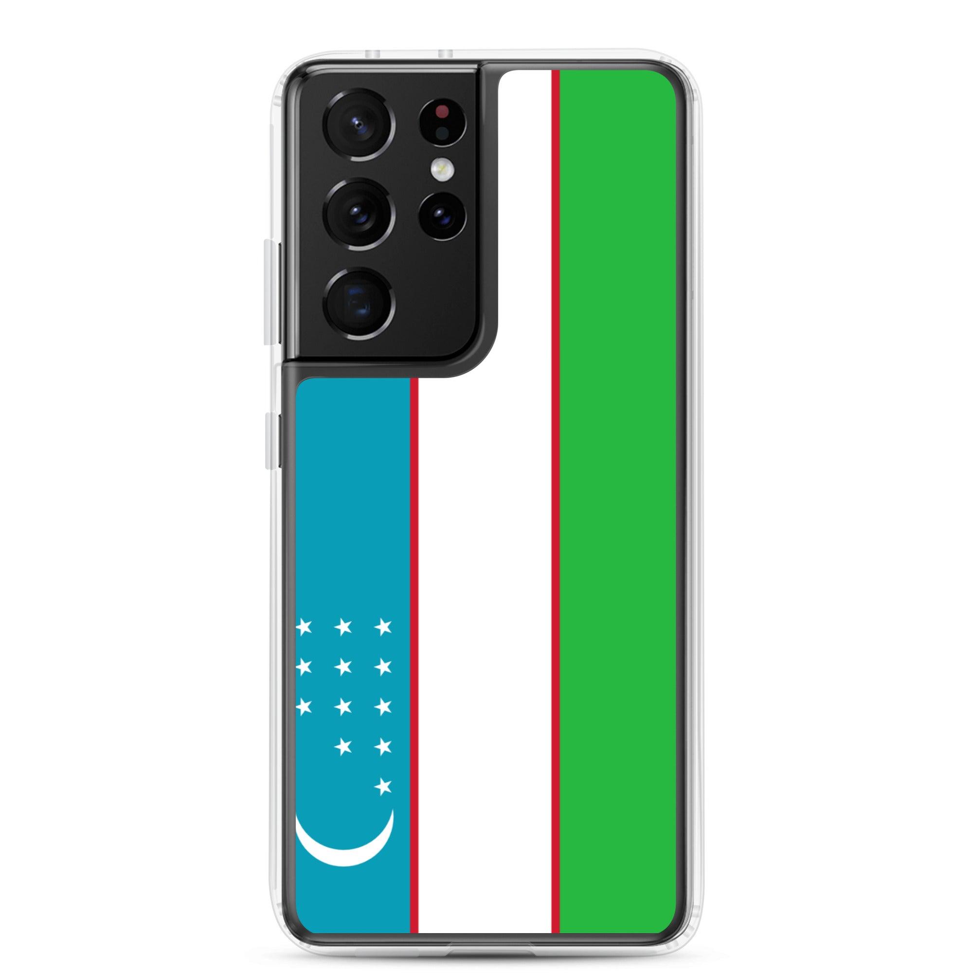 Coque de téléphone avec le drapeau de l'Ouzbékistan, en TPU, offrant une protection élégante et durable.