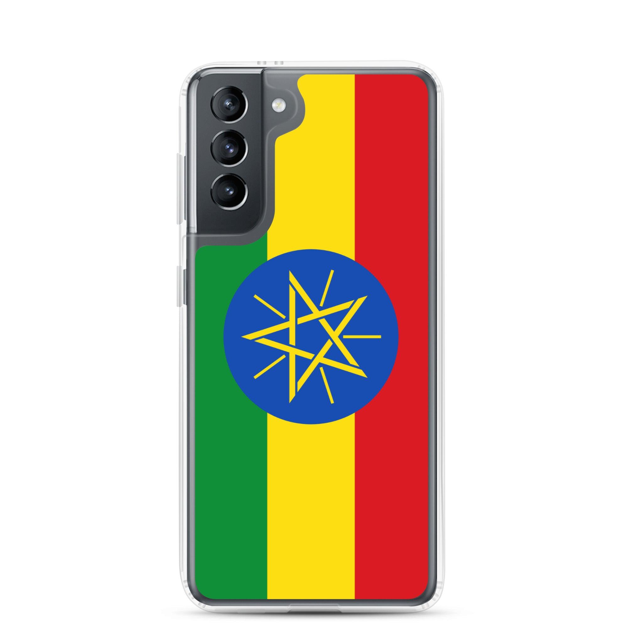 Coque de téléphone avec le drapeau de l'Éthiopie, en TPU, offrant une protection et un design élégant.