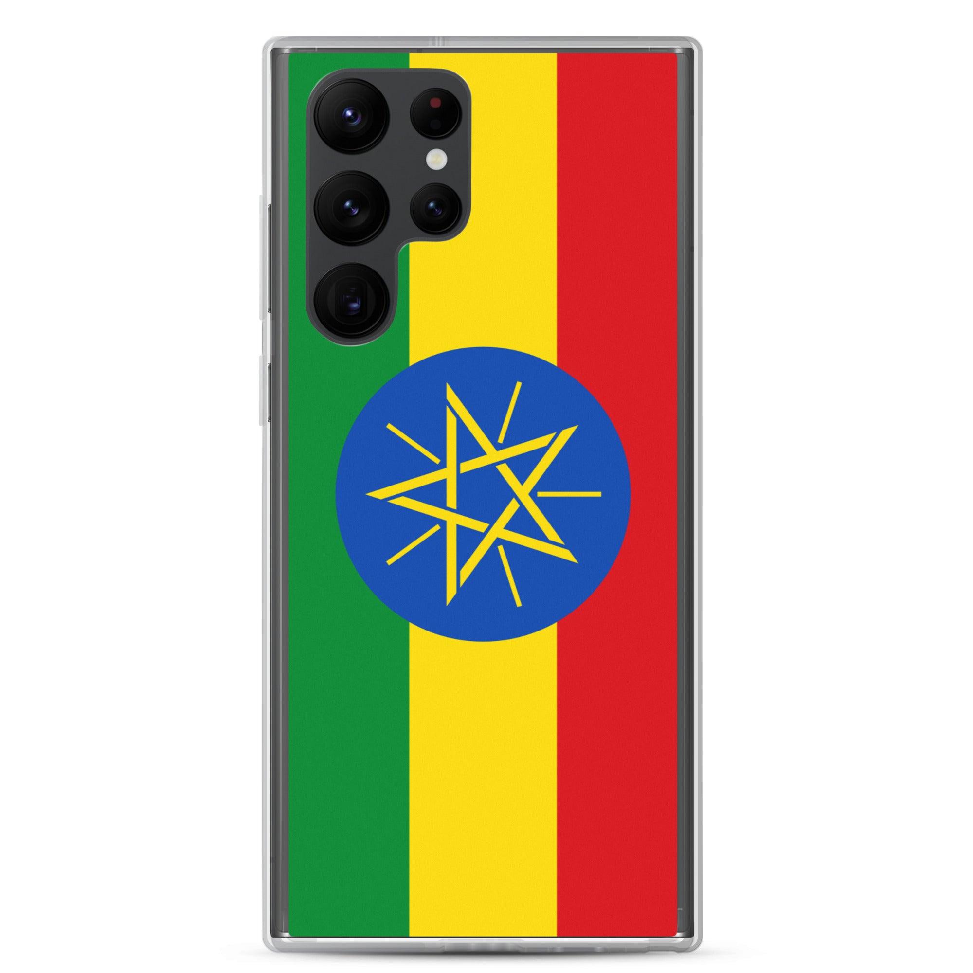 Coque de téléphone avec le drapeau de l'Éthiopie, en TPU, offrant une protection et un design élégant.