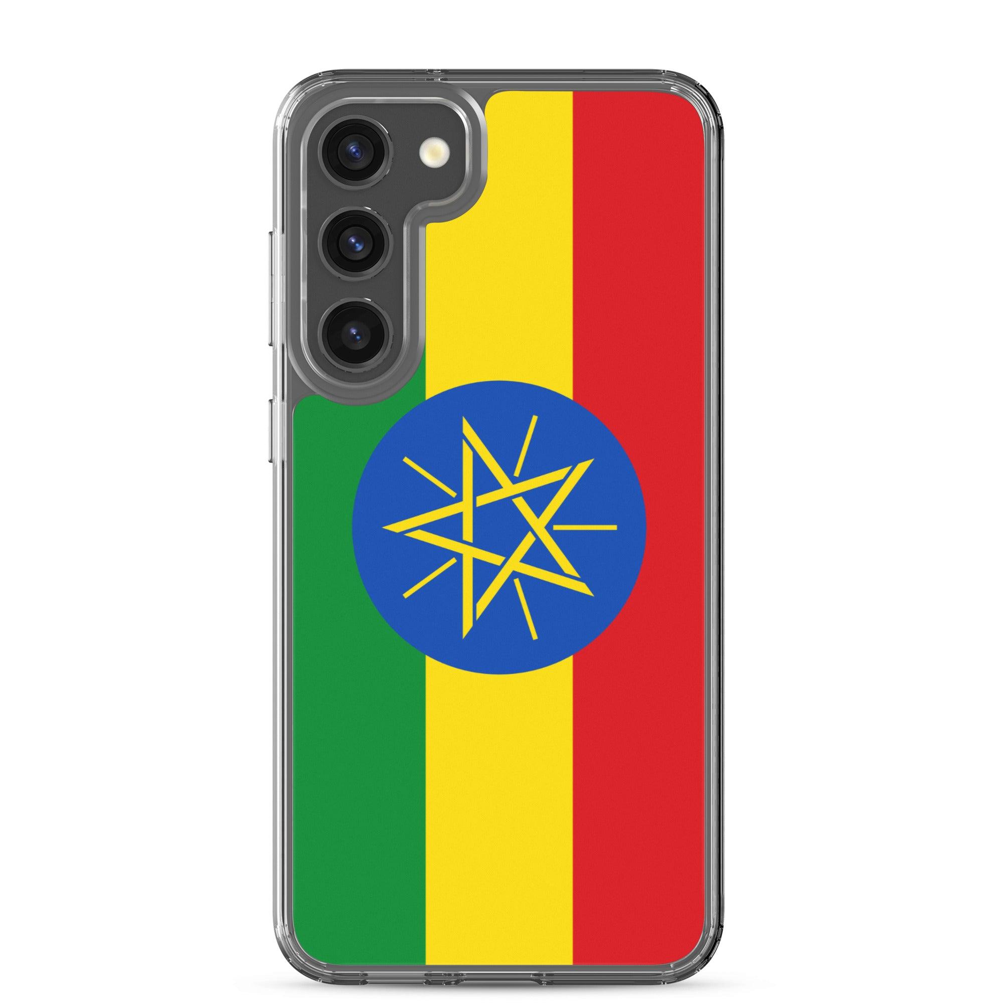 Coque de téléphone avec le drapeau de l'Éthiopie, en TPU, offrant une protection et un design élégant.