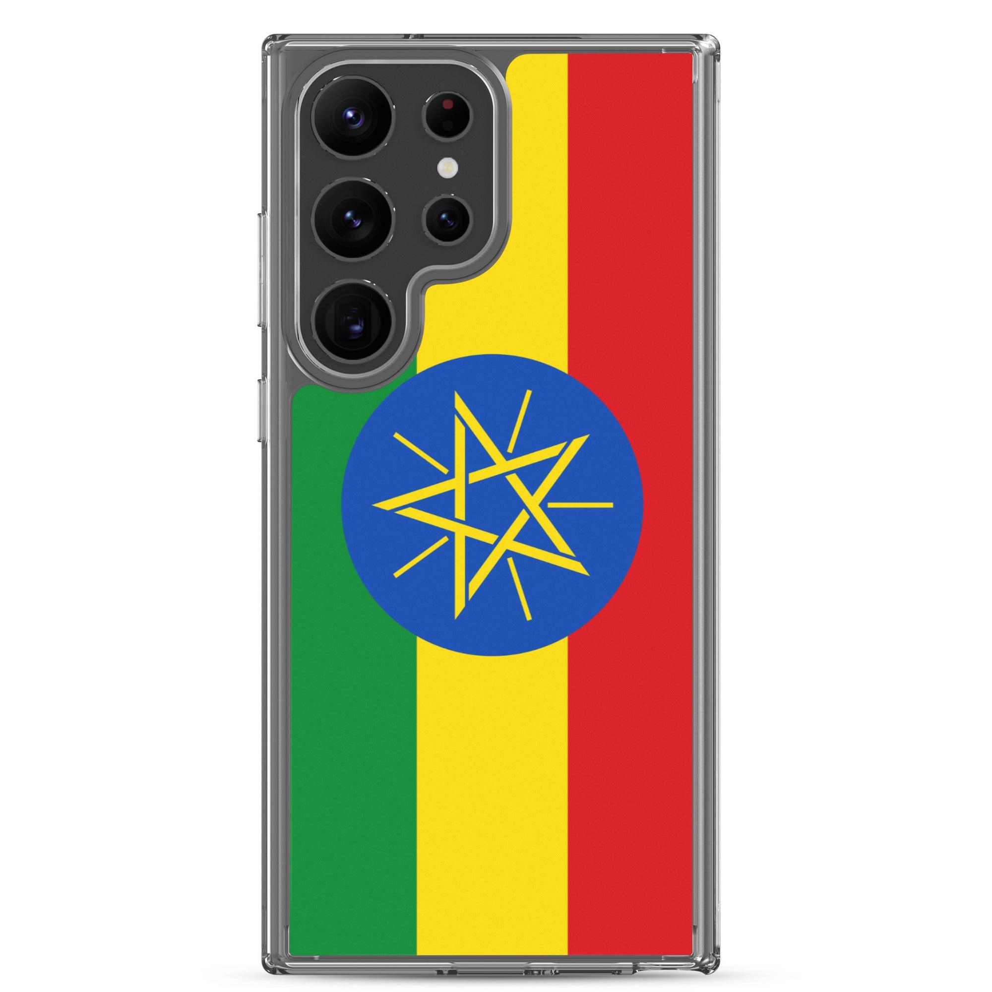 Coque de téléphone avec le drapeau de l'Éthiopie, en TPU, offrant une protection et un design élégant.