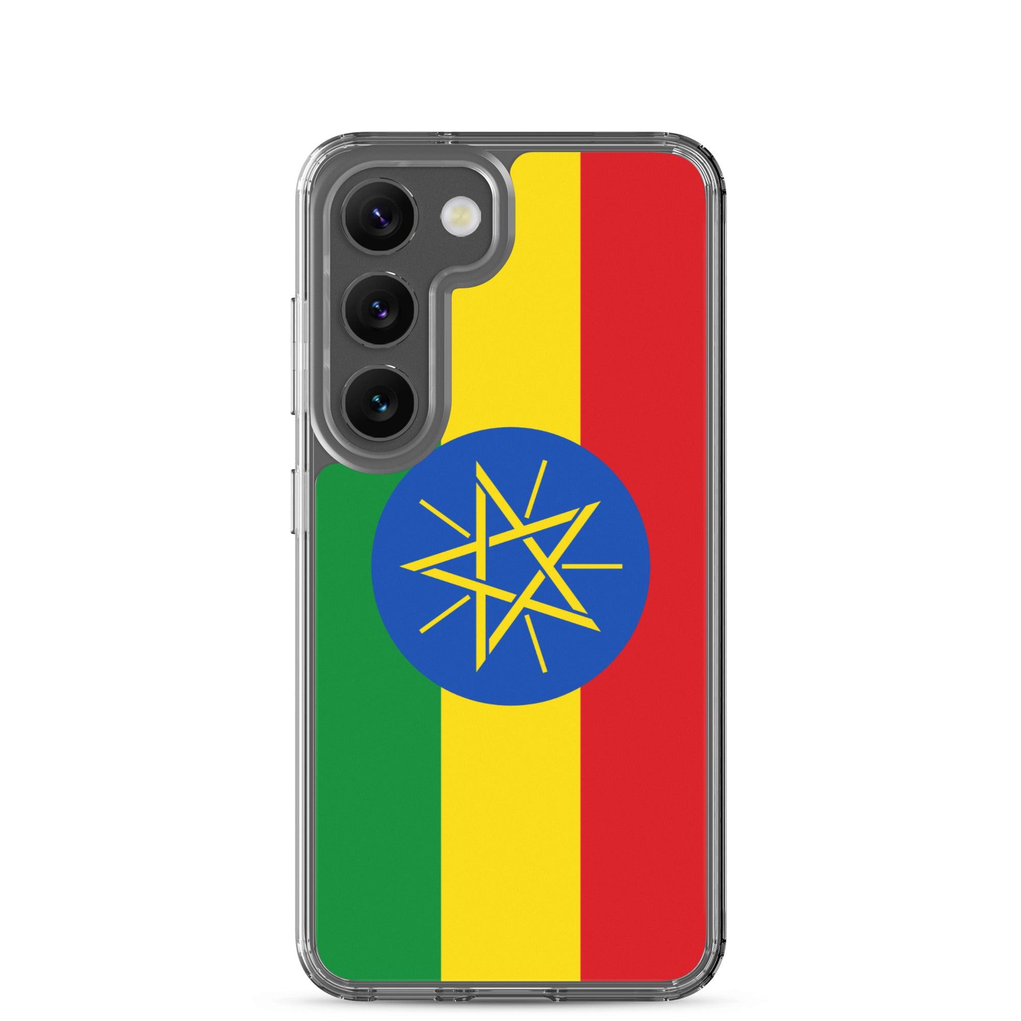 Coque de téléphone avec le drapeau de l'Éthiopie, en TPU, offrant une protection et un design élégant.