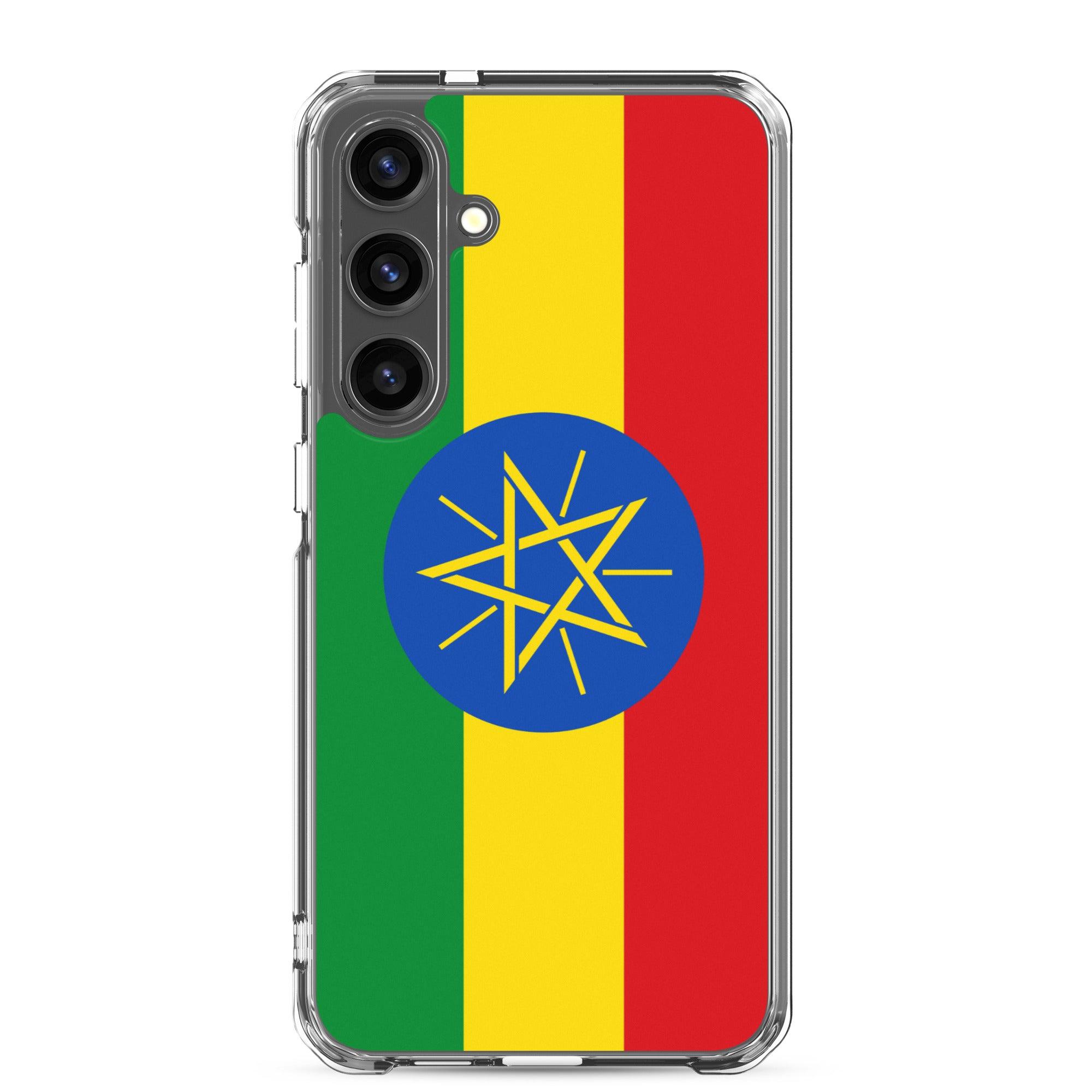 Coque de téléphone avec le drapeau de l'Éthiopie, en TPU, offrant une protection et un design élégant.