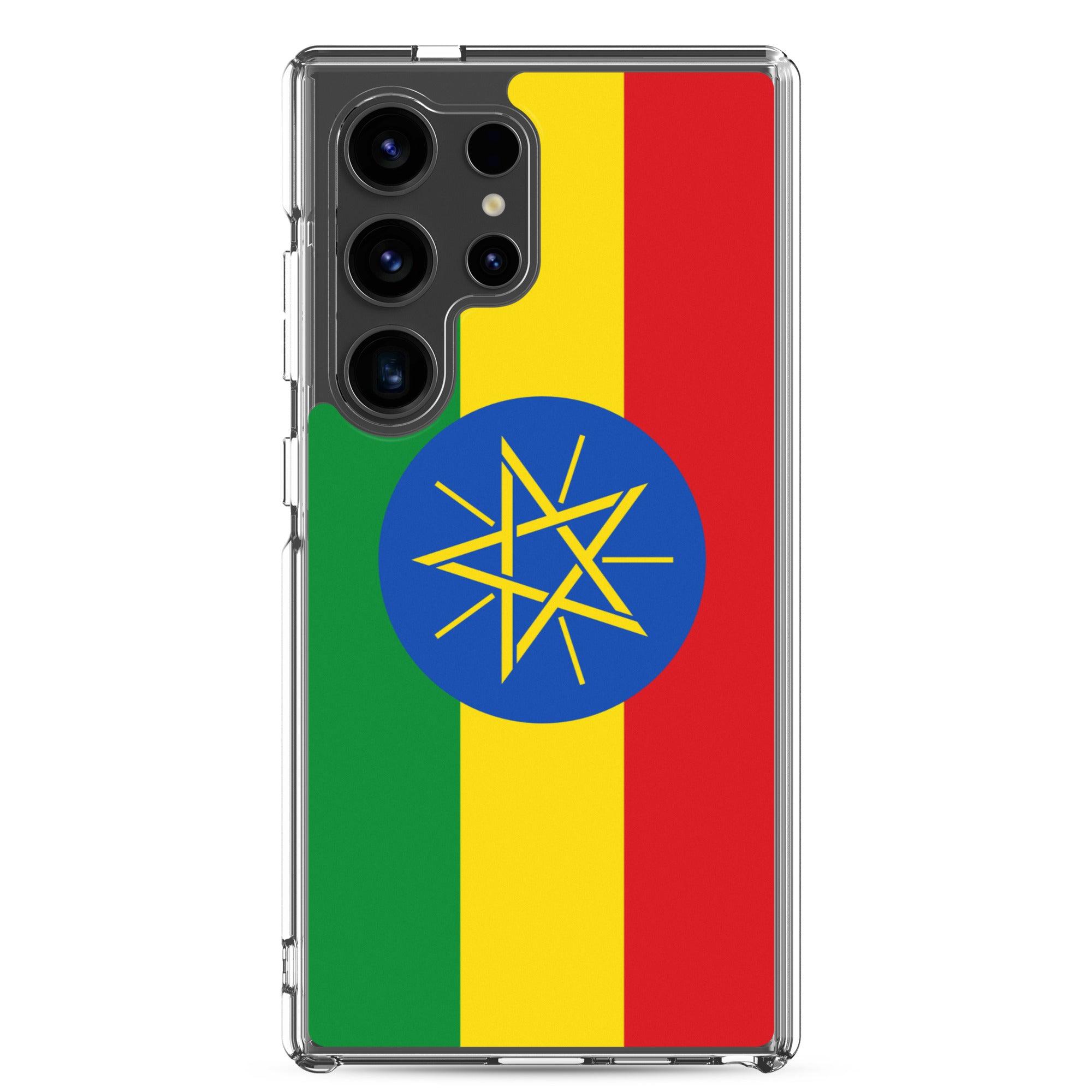 Coque de téléphone avec le drapeau de l'Éthiopie, en TPU, offrant une protection et un design élégant.