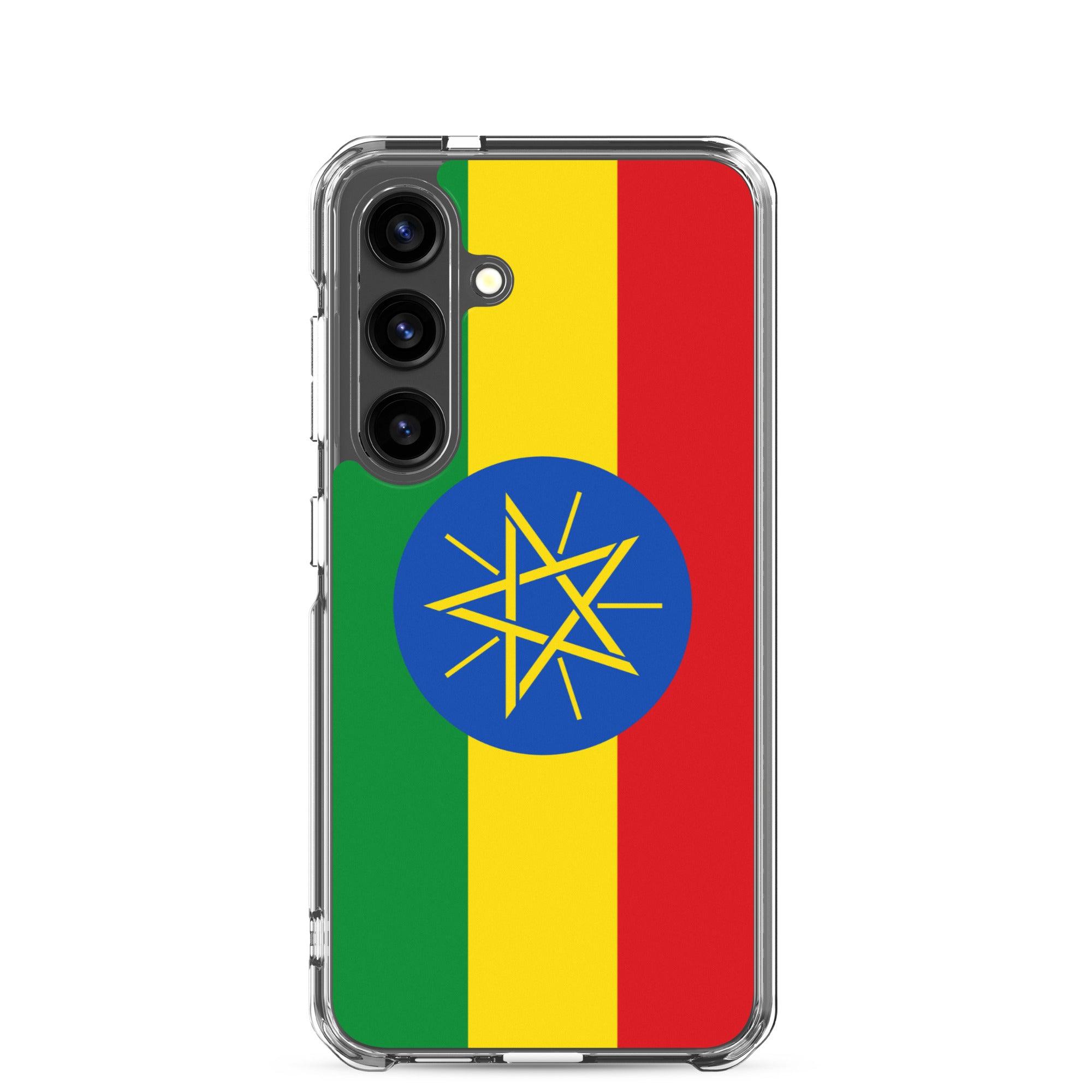 Coque de téléphone avec le drapeau de l'Éthiopie, en TPU, offrant une protection et un design élégant.