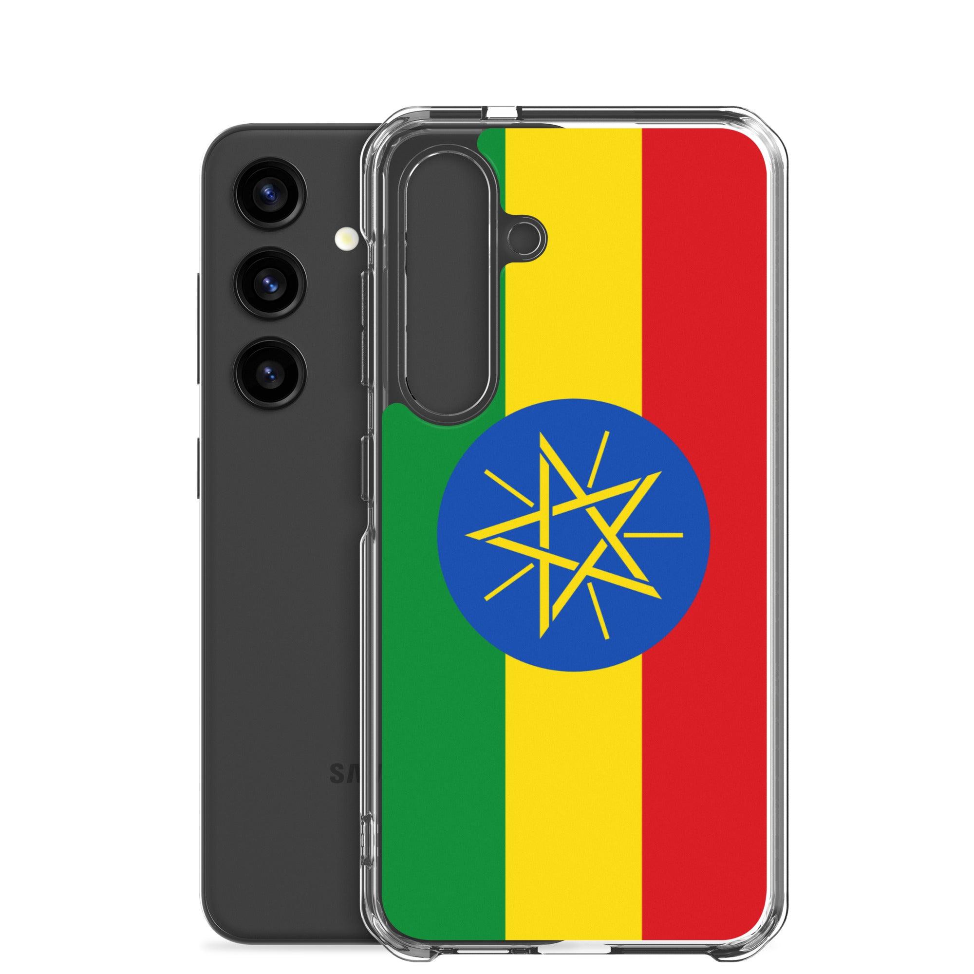 Coque de téléphone avec le drapeau de l'Éthiopie, en TPU, offrant une protection et un design élégant.