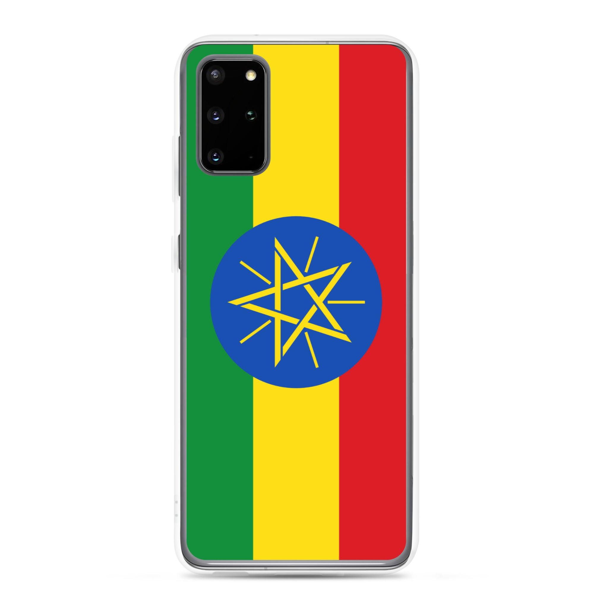 Coque de téléphone avec le drapeau de l'Éthiopie, en TPU, offrant une protection et un design élégant.