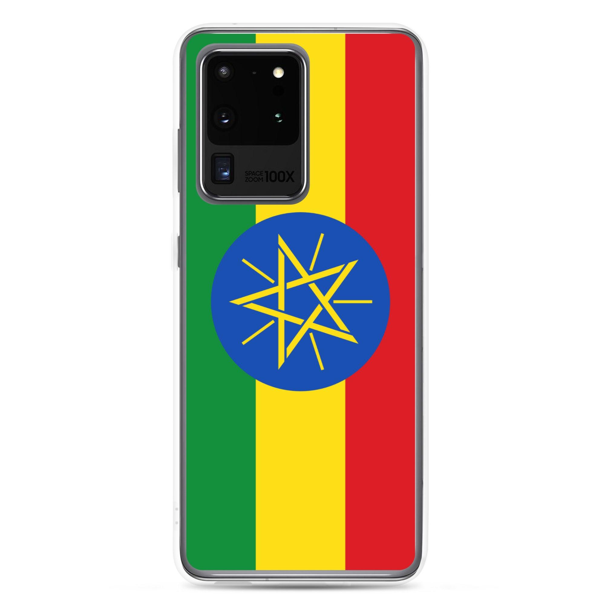 Coque de téléphone avec le drapeau de l'Éthiopie, en TPU, offrant une protection et un design élégant.