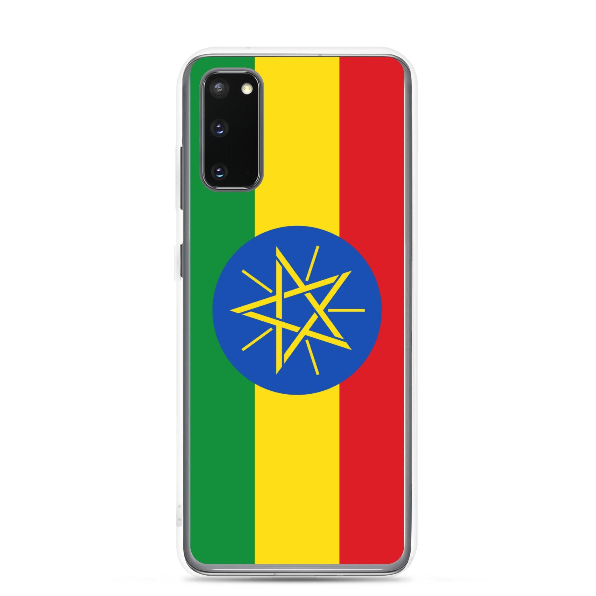 Coque de téléphone avec le drapeau de l'Éthiopie, en TPU, offrant une protection et un design élégant.