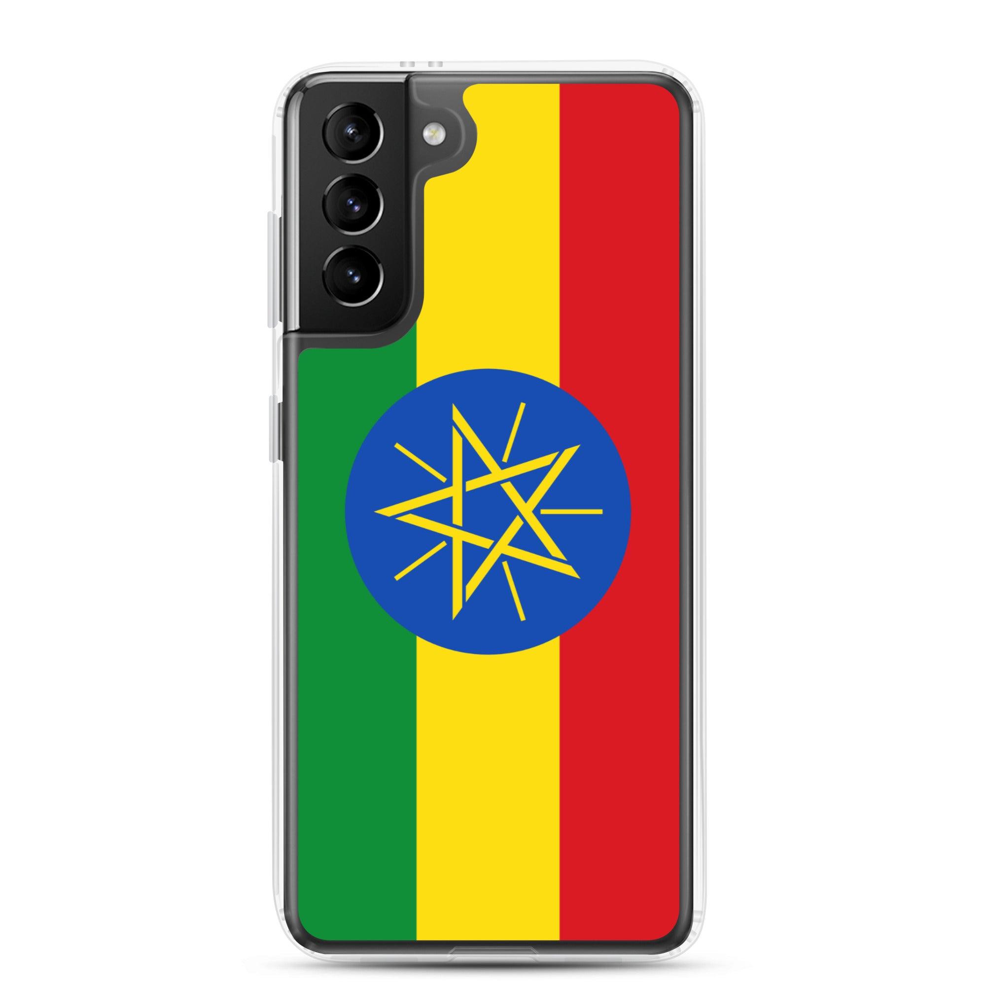 Coque de téléphone avec le drapeau de l'Éthiopie, en TPU, offrant une protection et un design élégant.